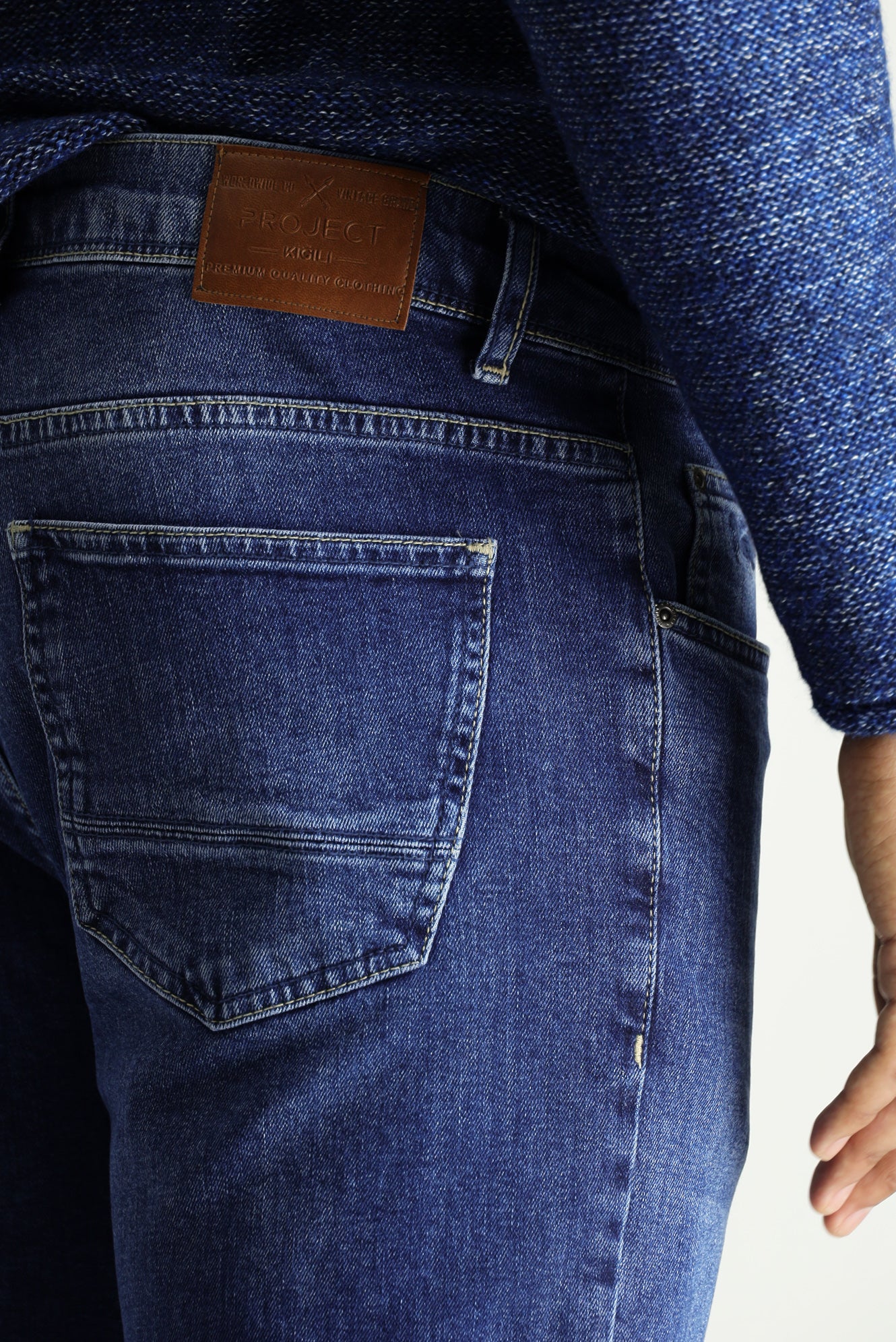 Orta Lacivert Super Slim Fit Eksra Dar Kesim Likralı Denim Pantolon - Image 4