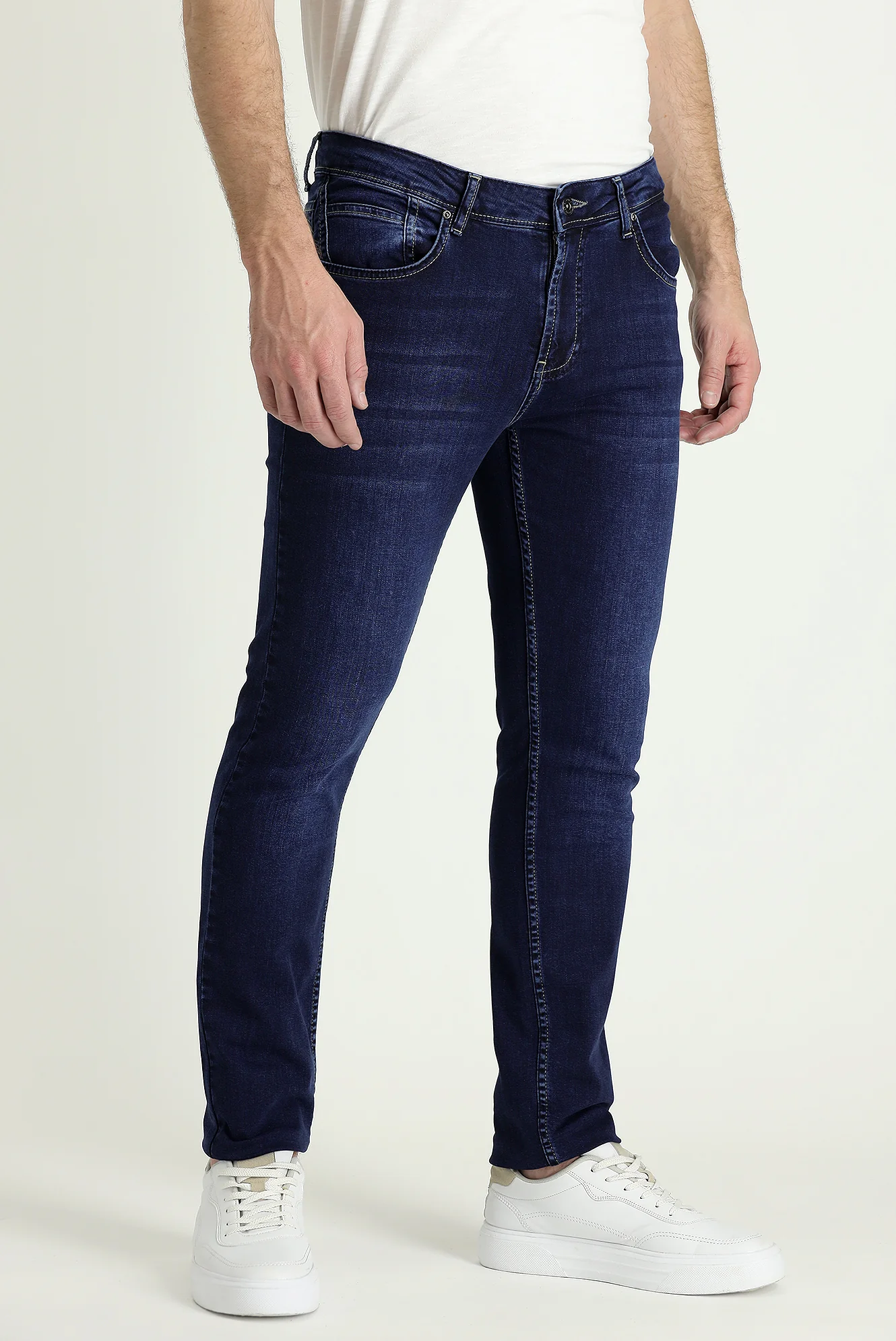Orta Lacivert Super Slim Fit Eksra Dar Kesim Likralı Denim Pantolon - Image 4