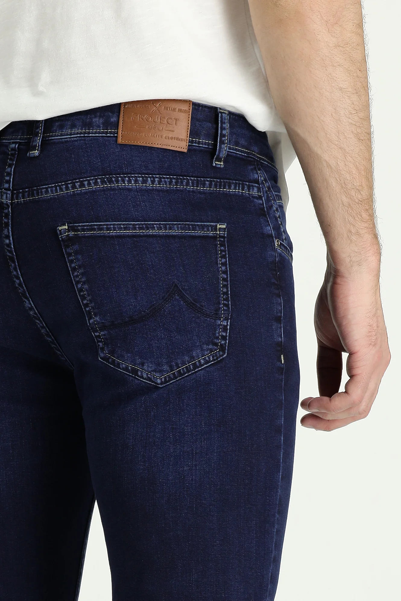 Orta Lacivert Super Slim Fit Eksra Dar Kesim Likralı Denim Pantolon - Image 6