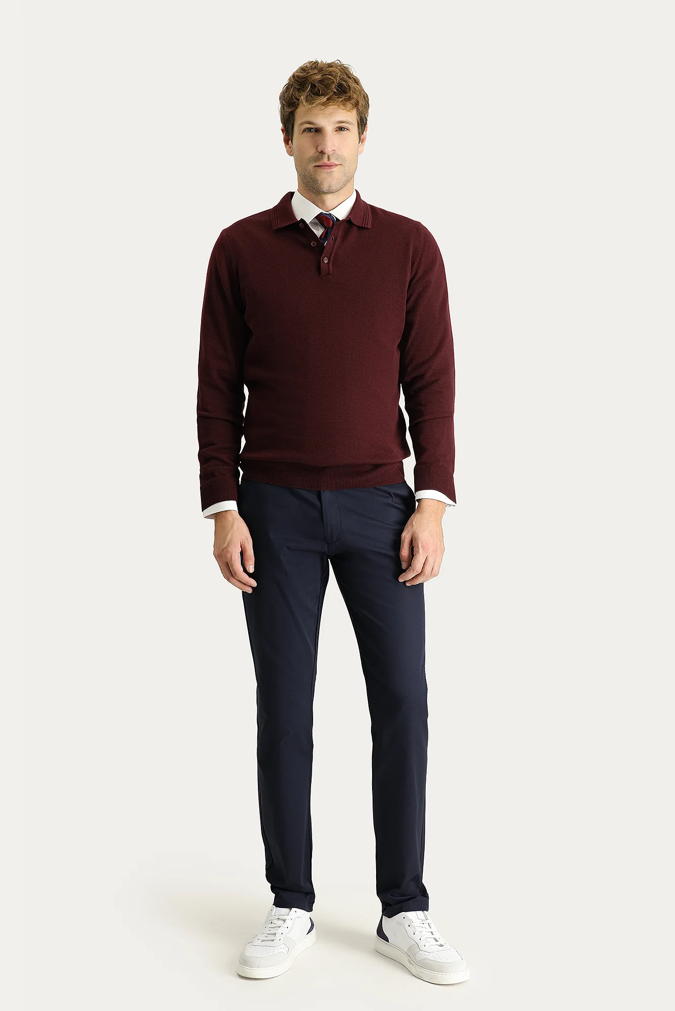 Orta Lacivert Super Slim Fit Eksra Dar Kesim Likralı Kanvas / Chino Pantolon