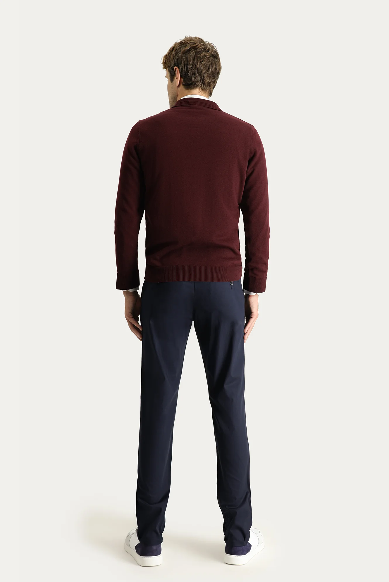 Orta Lacivert Super Slim Fit Eksra Dar Kesim Likralı Kanvas / Chino Pantolon - Image 4