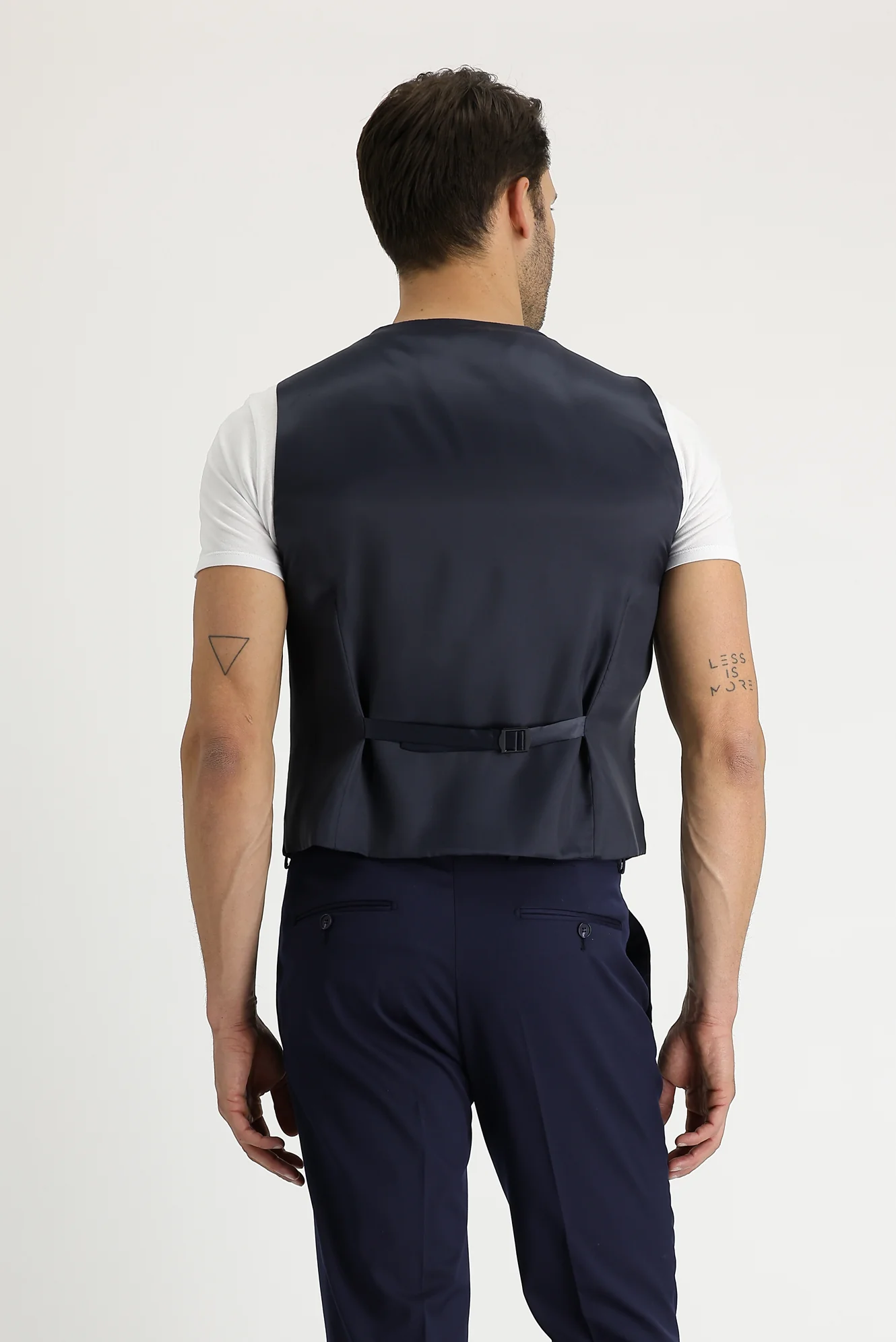 Orta Lacivert 7 Drop Super Slim Fit Eksra Dar Kesim Yelekli Takım Elbise - Image 4