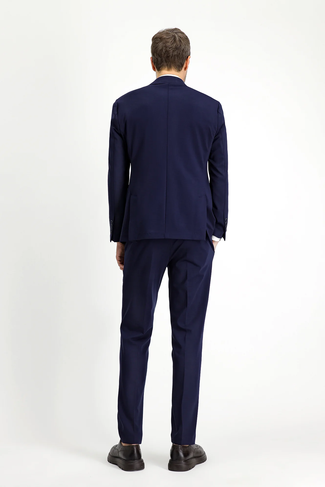 Orta Lacivert Techno-Line 7 Drop Slim Fit Dar Kesim Likralı Spor Örme Ceket - Image 4