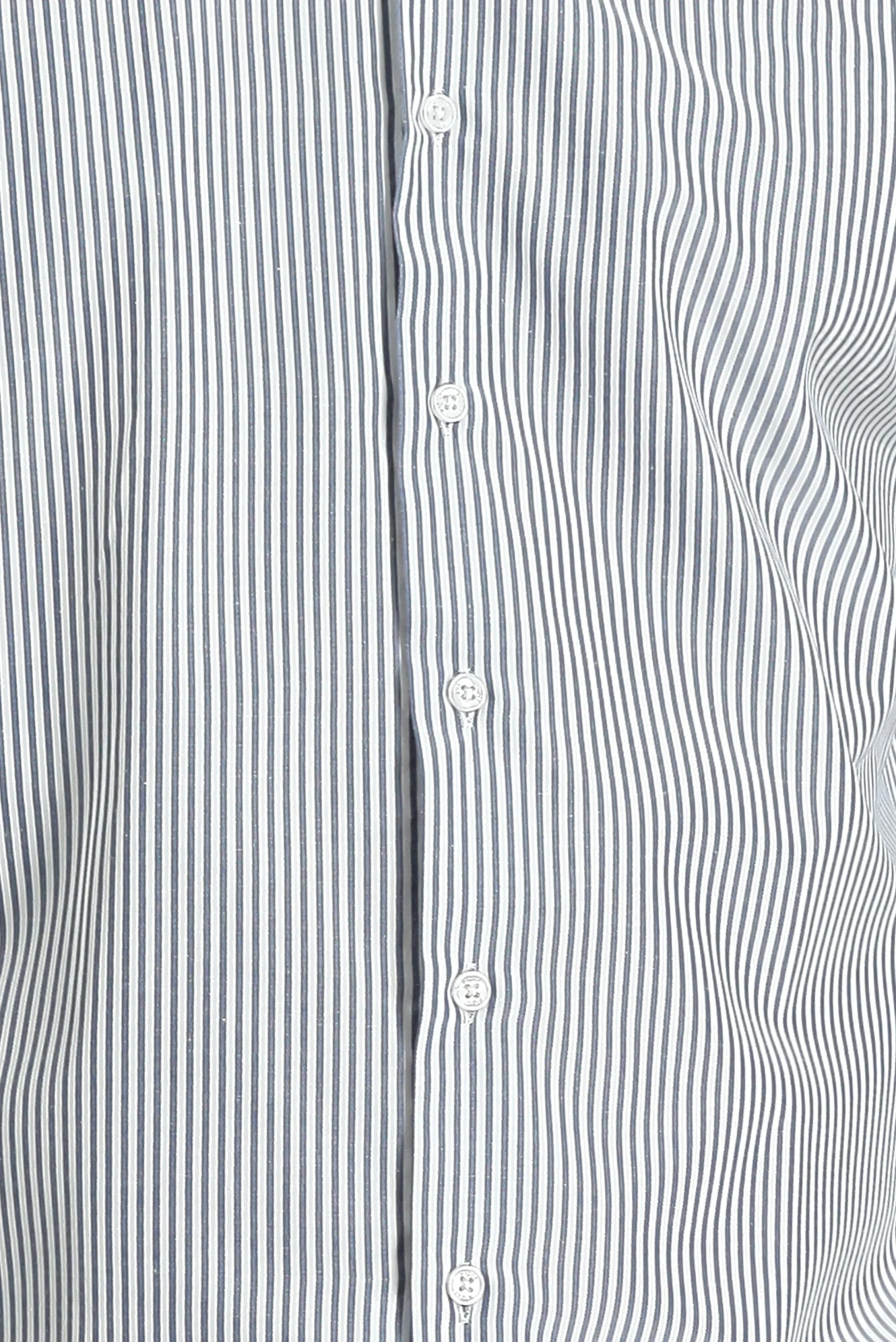 Orta Lacivert Uzun Kol Slim Fit Dar Kesim Çizgili Pamuklu Gömlek - Image 3