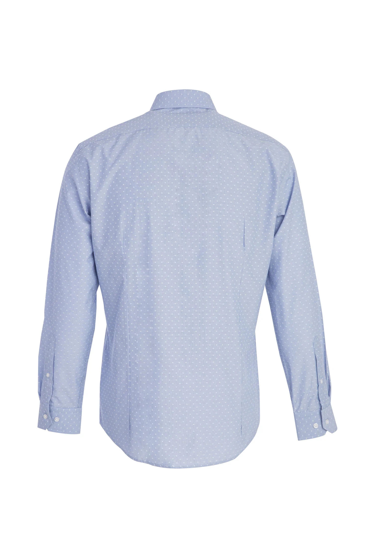 Orta Lacivert Uzun Kol Slim Fit Dar Kesim Desenli Gömlek - Image 2