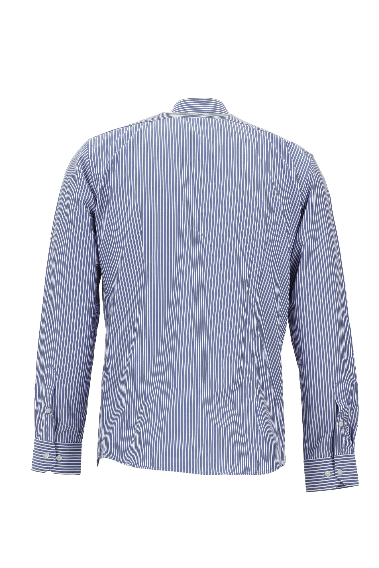 Orta Lacivert Uzun Kol Slim Fit Dar Kesim Klasik Desenli Pamuklu Gömlek - Image 2
