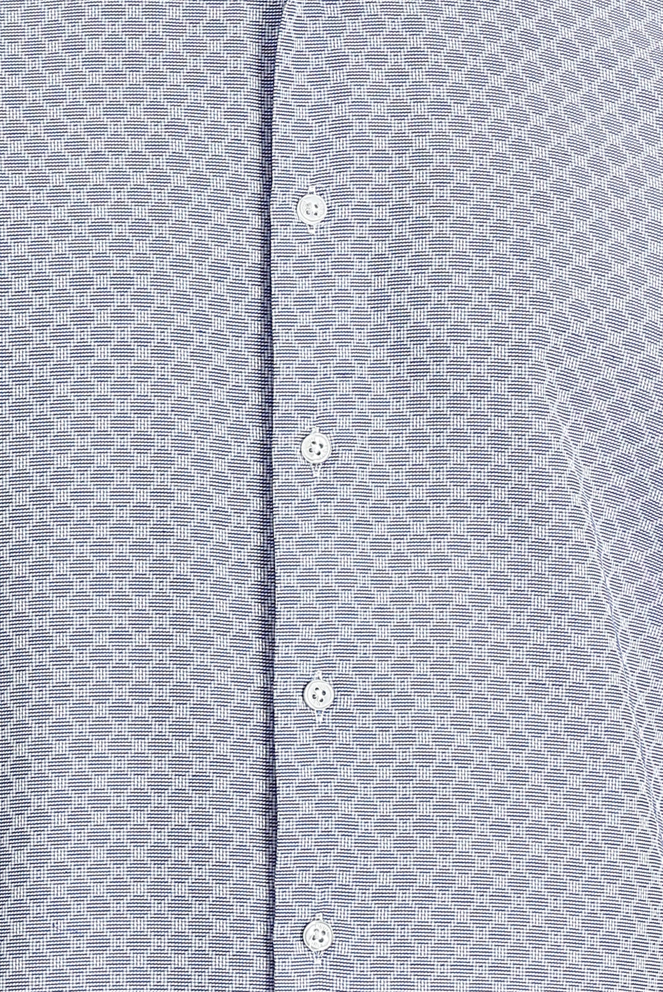 Orta Lacivert Uzun Kol Slim Fit Dar Kesim Klasik Desenli Pamuklu Kolay Ütülenebilir Gömlek - Image 3