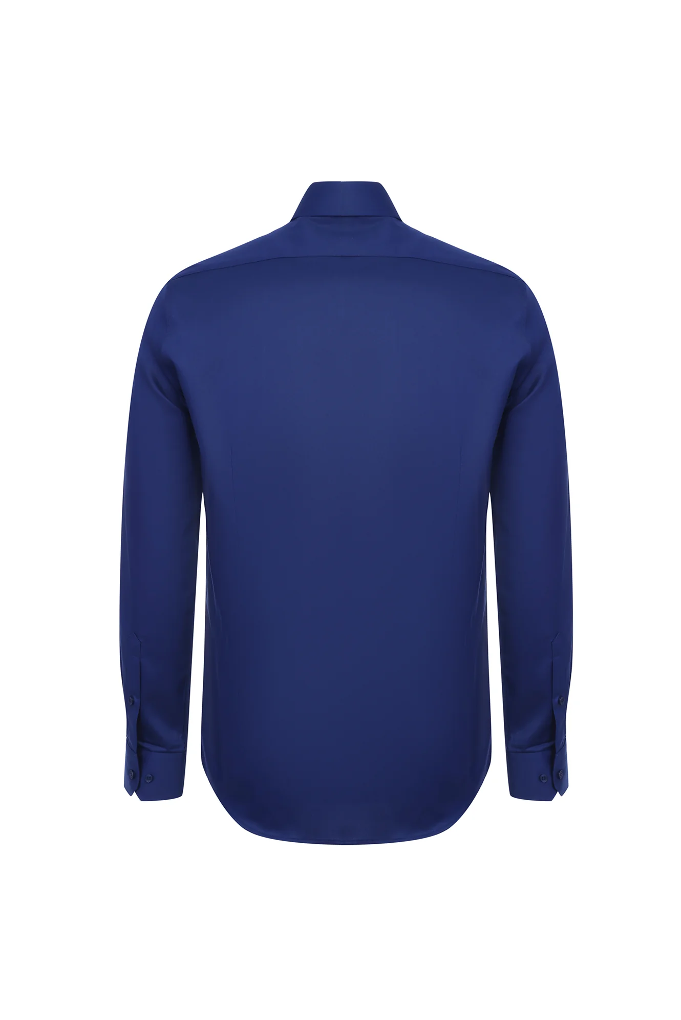 Orta Lacivert Uzun Kol Slim Fit Dar Kesim Non Iron Klasik Gömlek - Image 2