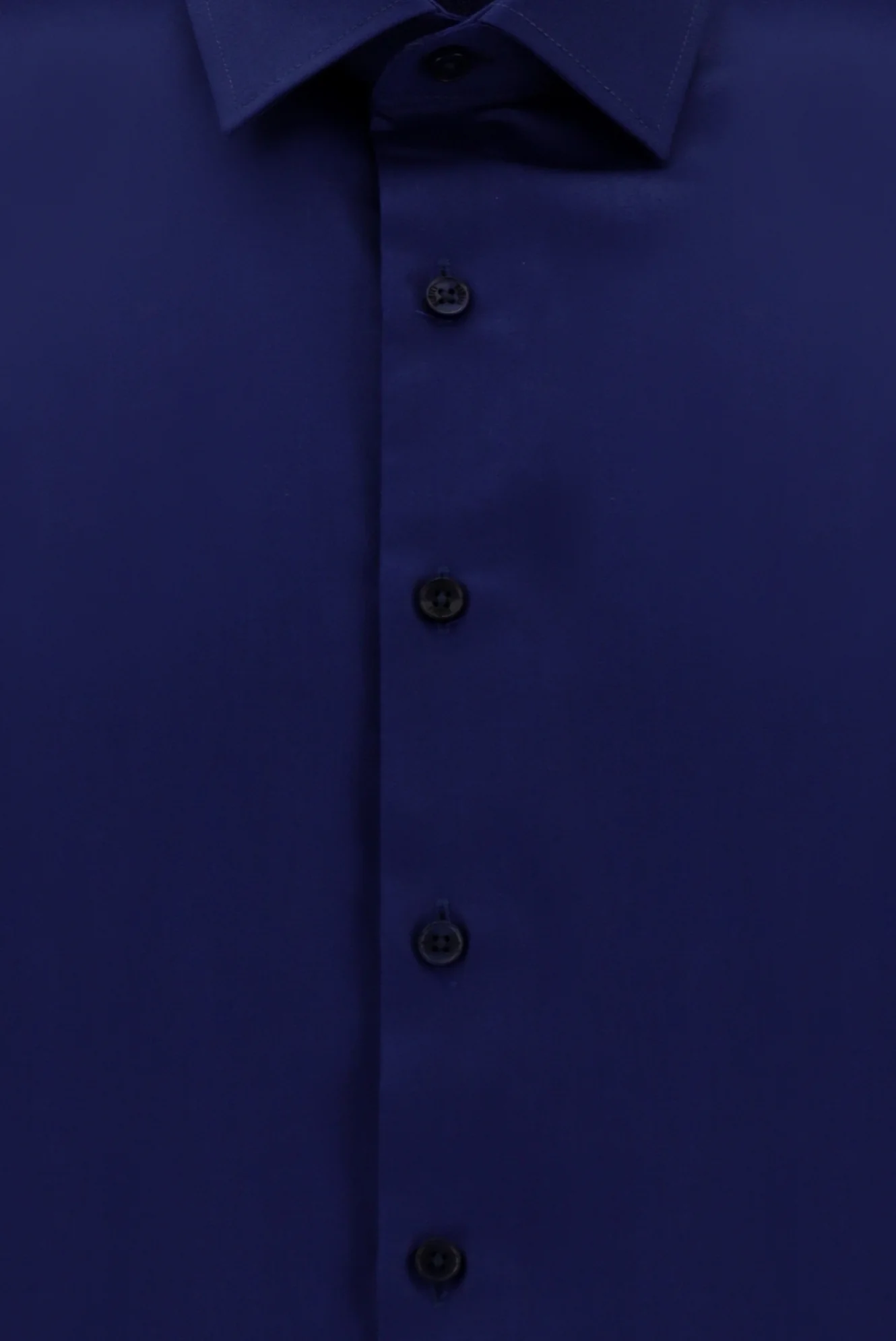 Orta Lacivert Uzun Kol Slim Fit Dar Kesim Non Iron Saten Pamuklu Gömlek - Image 3