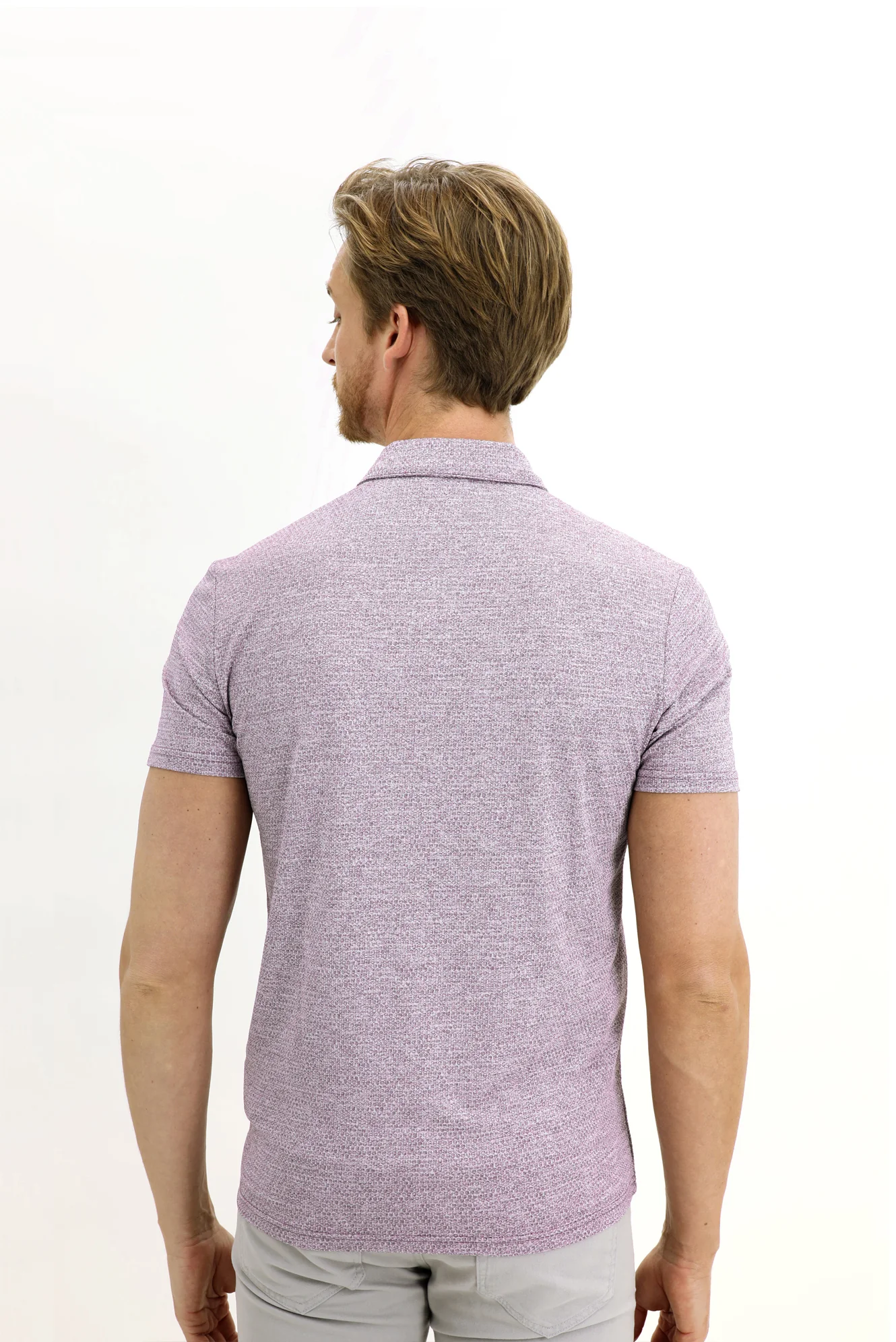 Orta Mor Polo Yaka Slim Fit Dar Kesim Tişört - Image 5