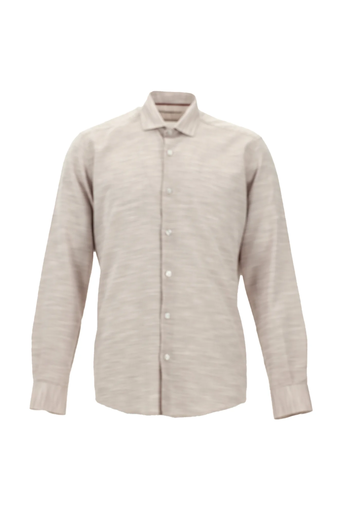 Orta Mor Uzun Kol Slim Fit Dar Kesim Desenli Pamuk Gömlek