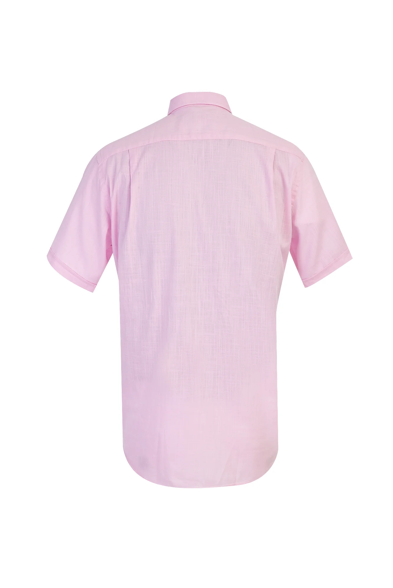 Orta Pembe Kısa Kol Klasik Pamuk Gömlek - Image 2