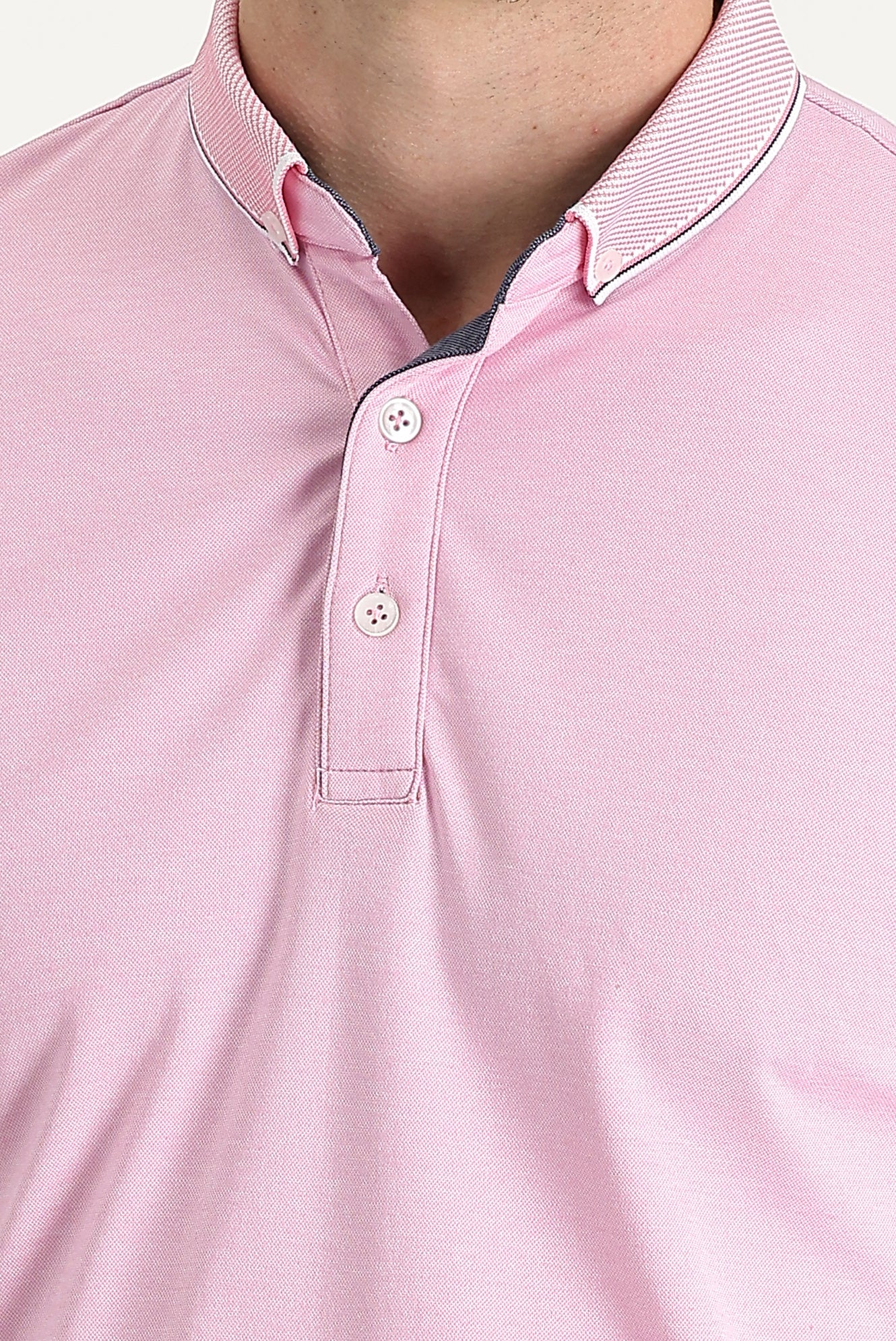 Orta Pembe Polo Yaka Regular Fit Tişört - Image 4