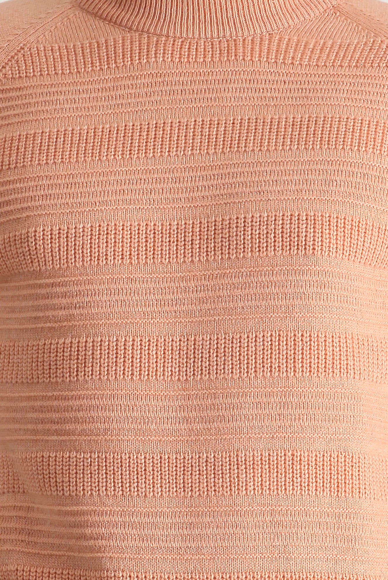Orta Pembe Yarım Balıkçı Yaka Slim Fit Dar Kesim Desenli Yünlü Triko Kazak - Image 5