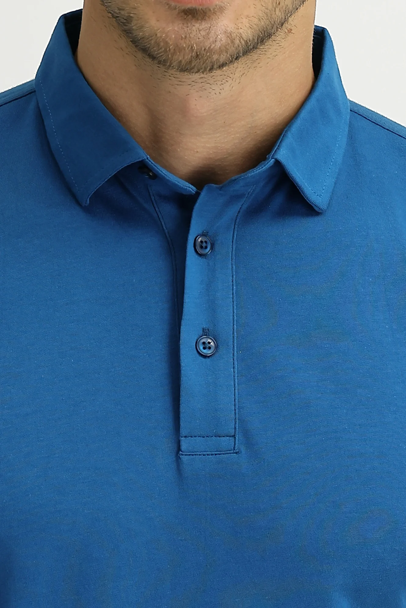 Orta Petrol Polo Yaka Regular Fit Pamuk Tişört - Image 3