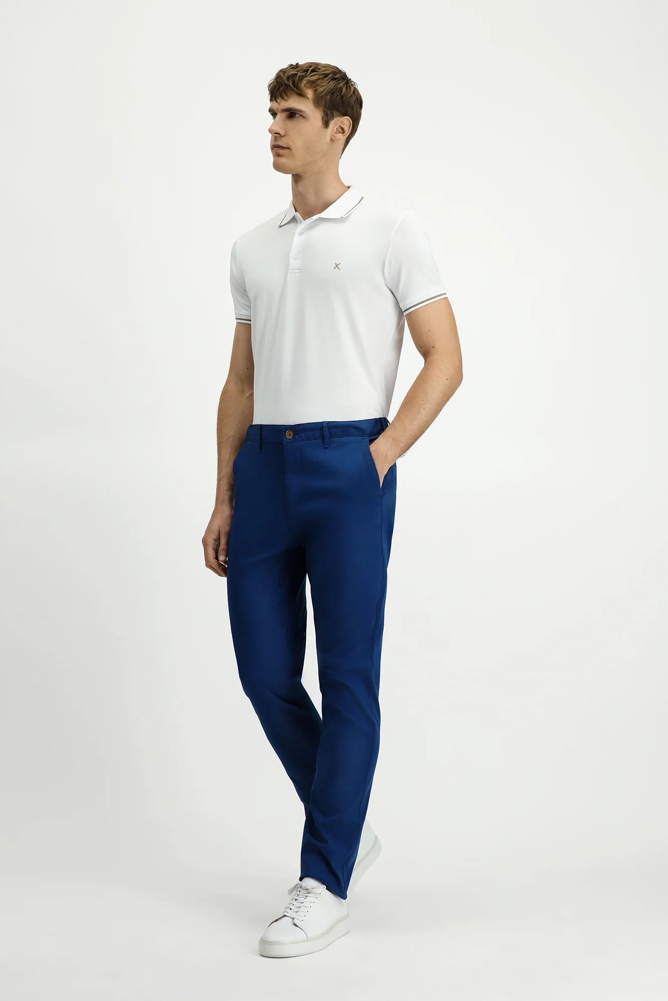 Orta Petrol Slim Fit Dar Kesim Beli Lastikli Likralı Kanvas / Chino Pantolon - Image 2