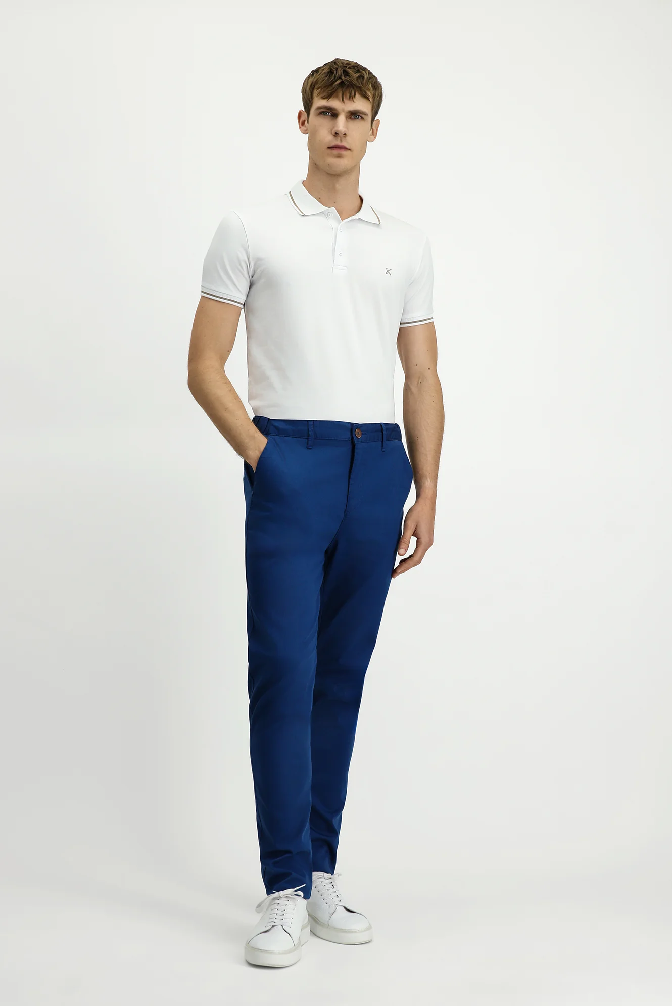 Orta Petrol Slim Fit Dar Kesim Beli Lastikli Likralı Kanvas / Chino Pantolon - Image 3