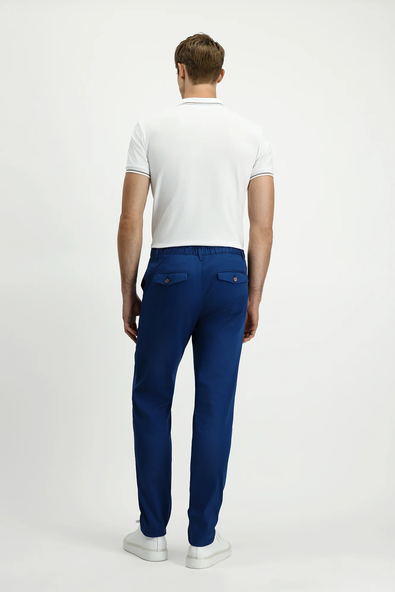 Orta Petrol Slim Fit Dar Kesim Beli Lastikli Likralı Kanvas / Chino Pantolon - Image 4