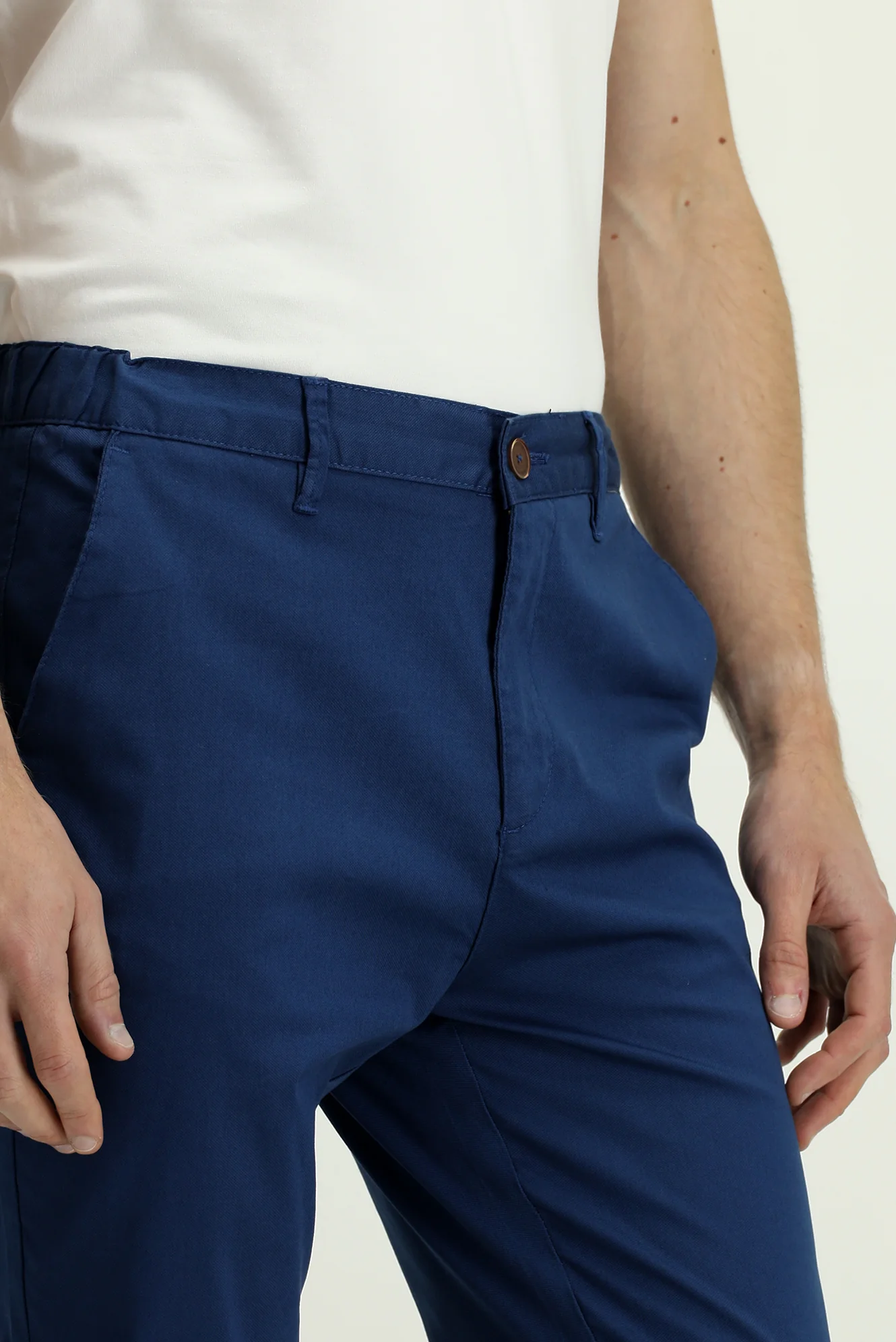 Orta Petrol Slim Fit Dar Kesim Beli Lastikli Likralı Kanvas / Chino Pantolon - Image 5
