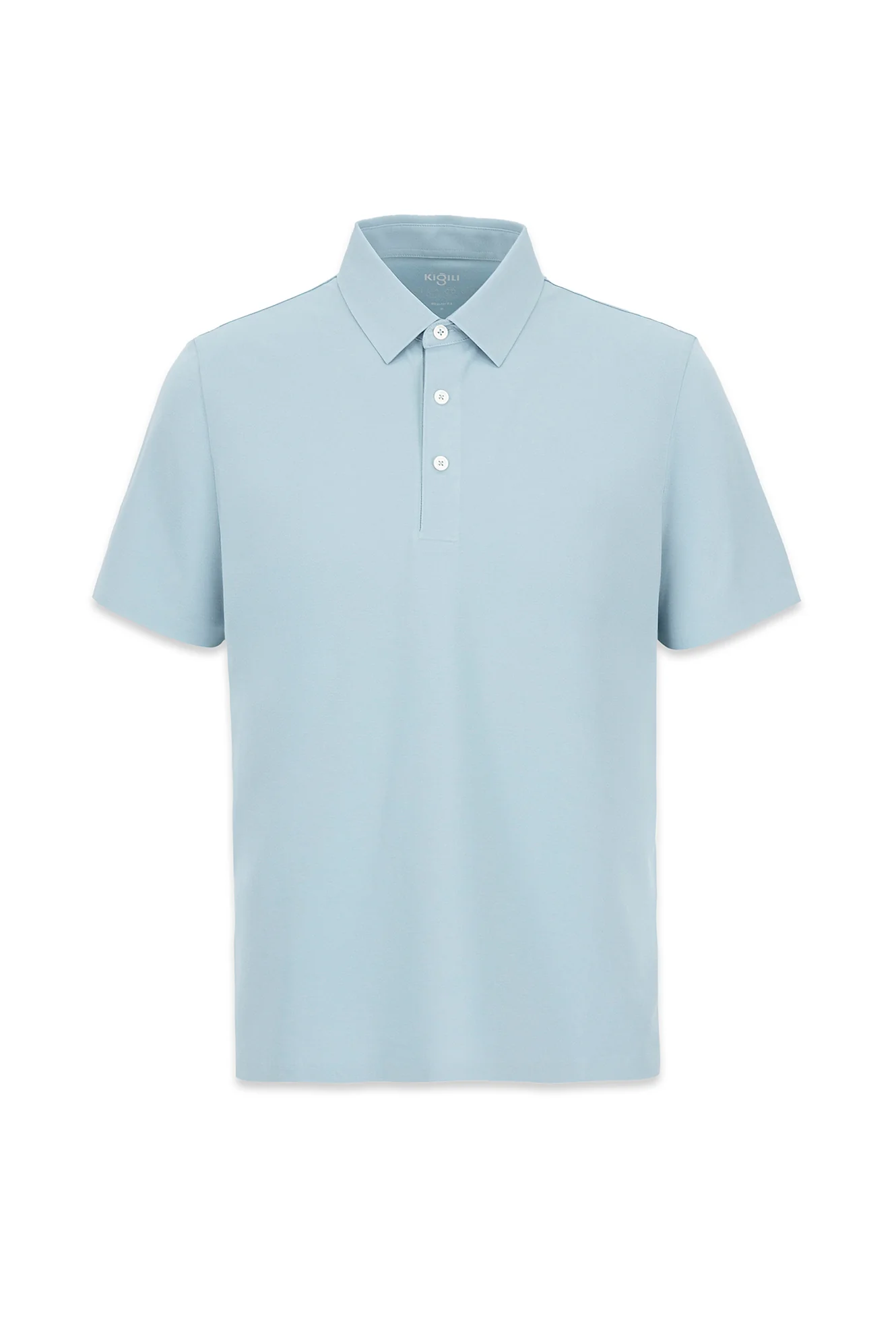 Orta Turkuaz Polo Yaka Regular Fit İpek Karışımlı Dikişsiz Tişört