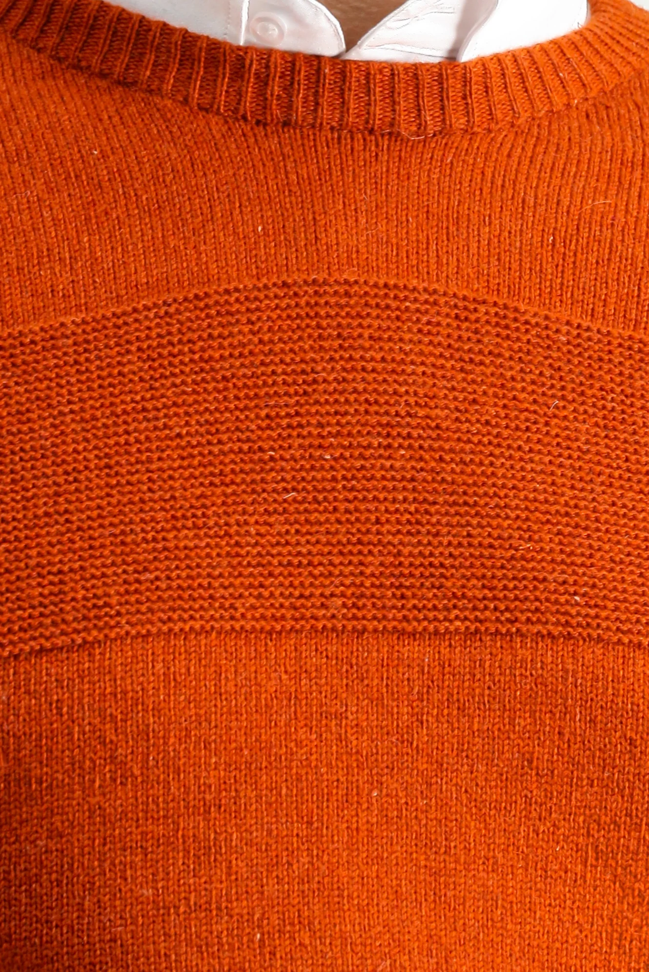 Orta Turuncu Bisiklet Yaka Slim Fit Dar Kesim Dikişsiz Desenli Yünlü Triko Kazak - Image 5