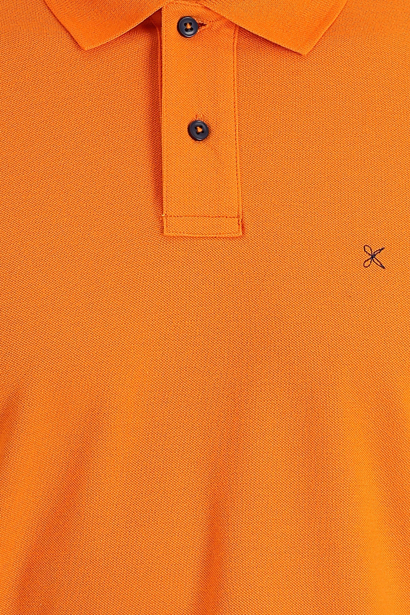 Orta Turuncu Polo Yaka Regular Fit Nakışlı Pamuk Tişört - Image 4