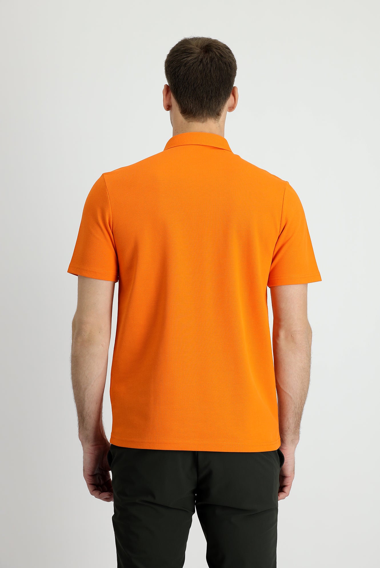 Orta Turuncu Polo Yaka Slim Fit Dar Kesim Pamuk Tişört - Image 2