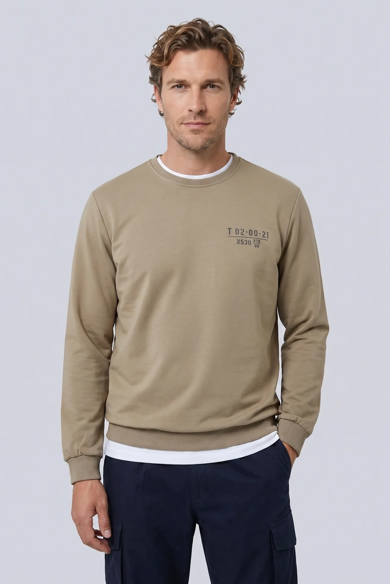 Orta Vizon Bisiklet Yaka Regular Fit Baskılı Pamuklu Sweatshirt