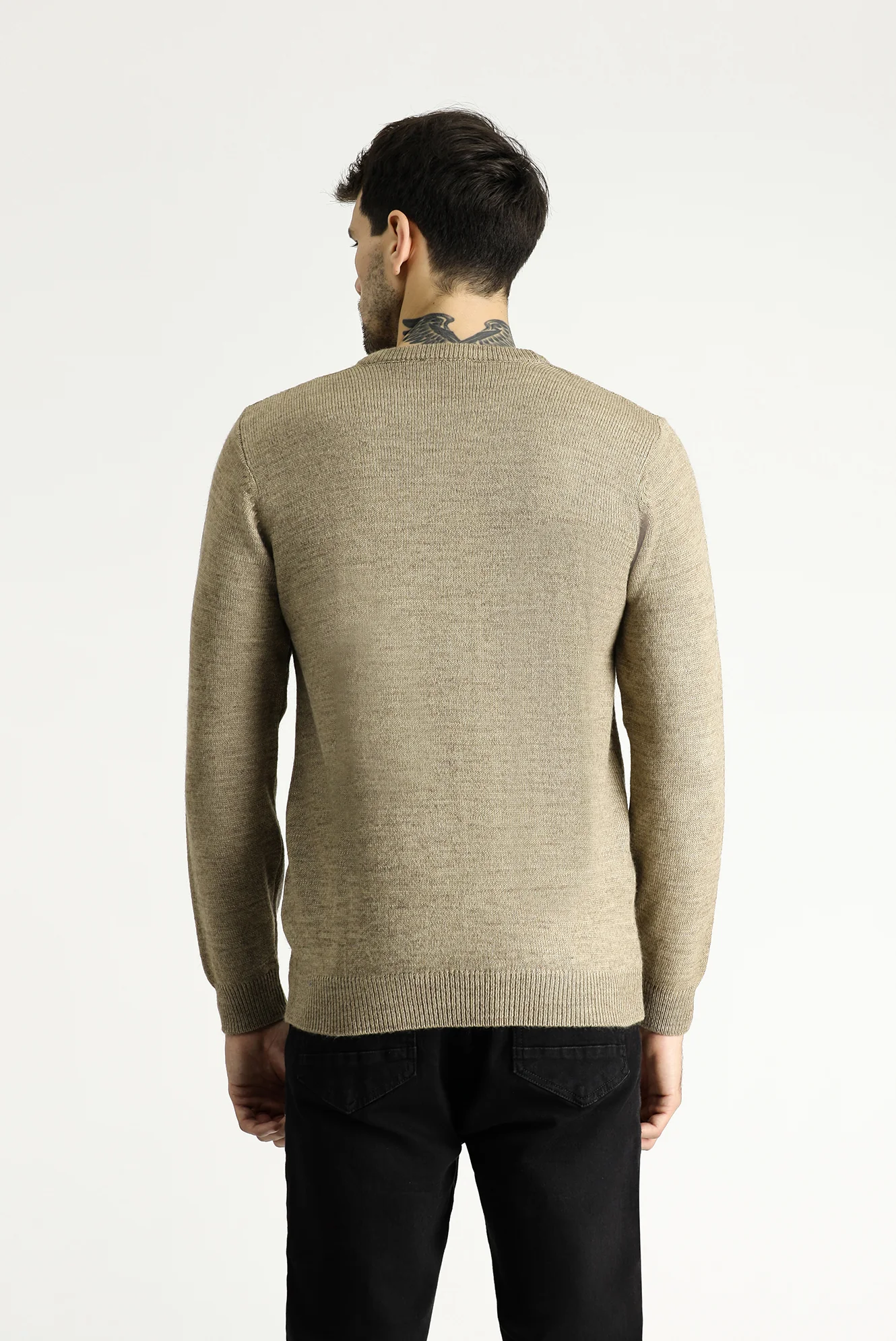 Orta Vizon Bisiklet Yaka Slim Fit Dar Kesim Desenli Triko Kazak - Image 4