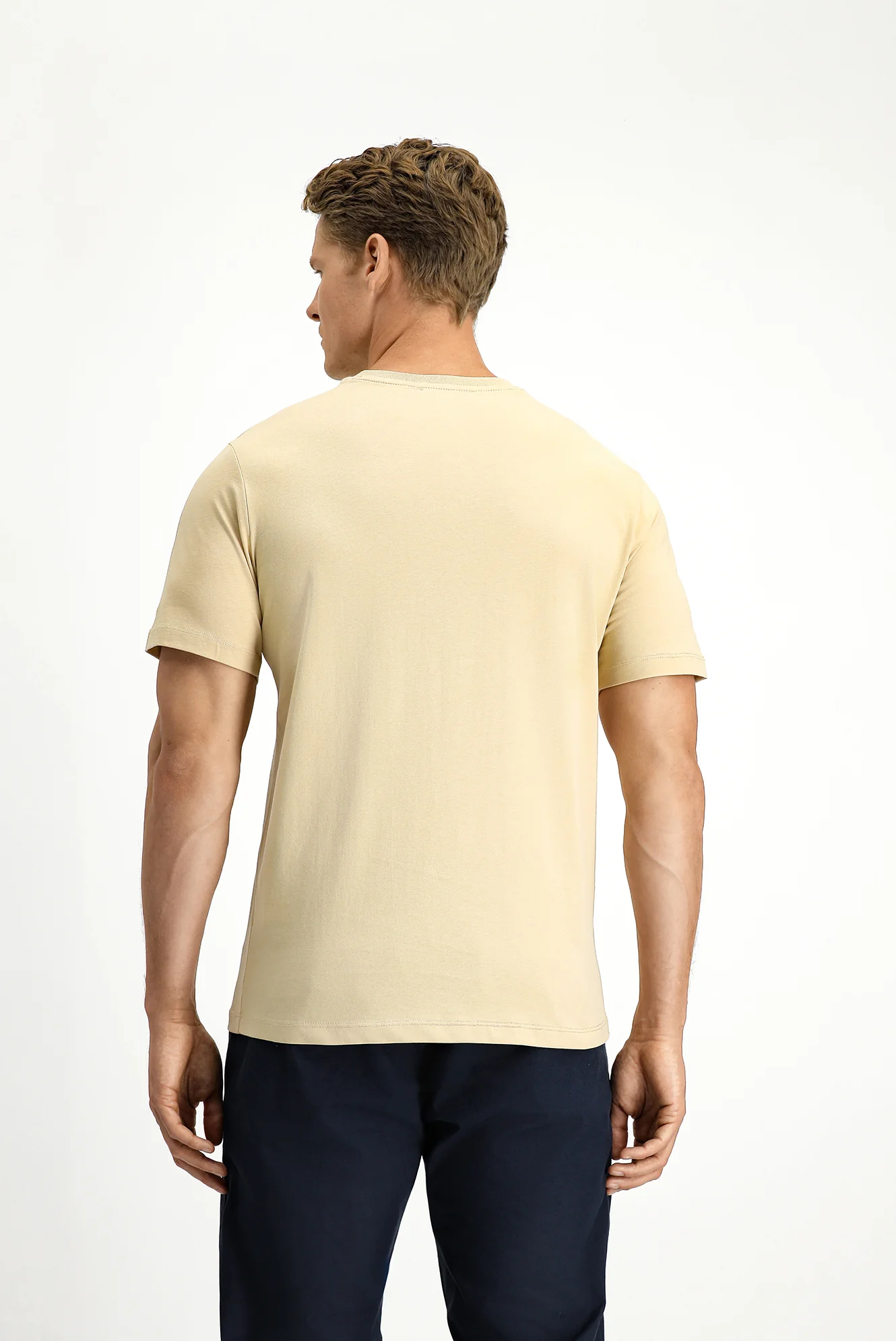 Orta Vizon Bisiklet Yaka Slim Fit %100 Pamuk Tişört - Image 4