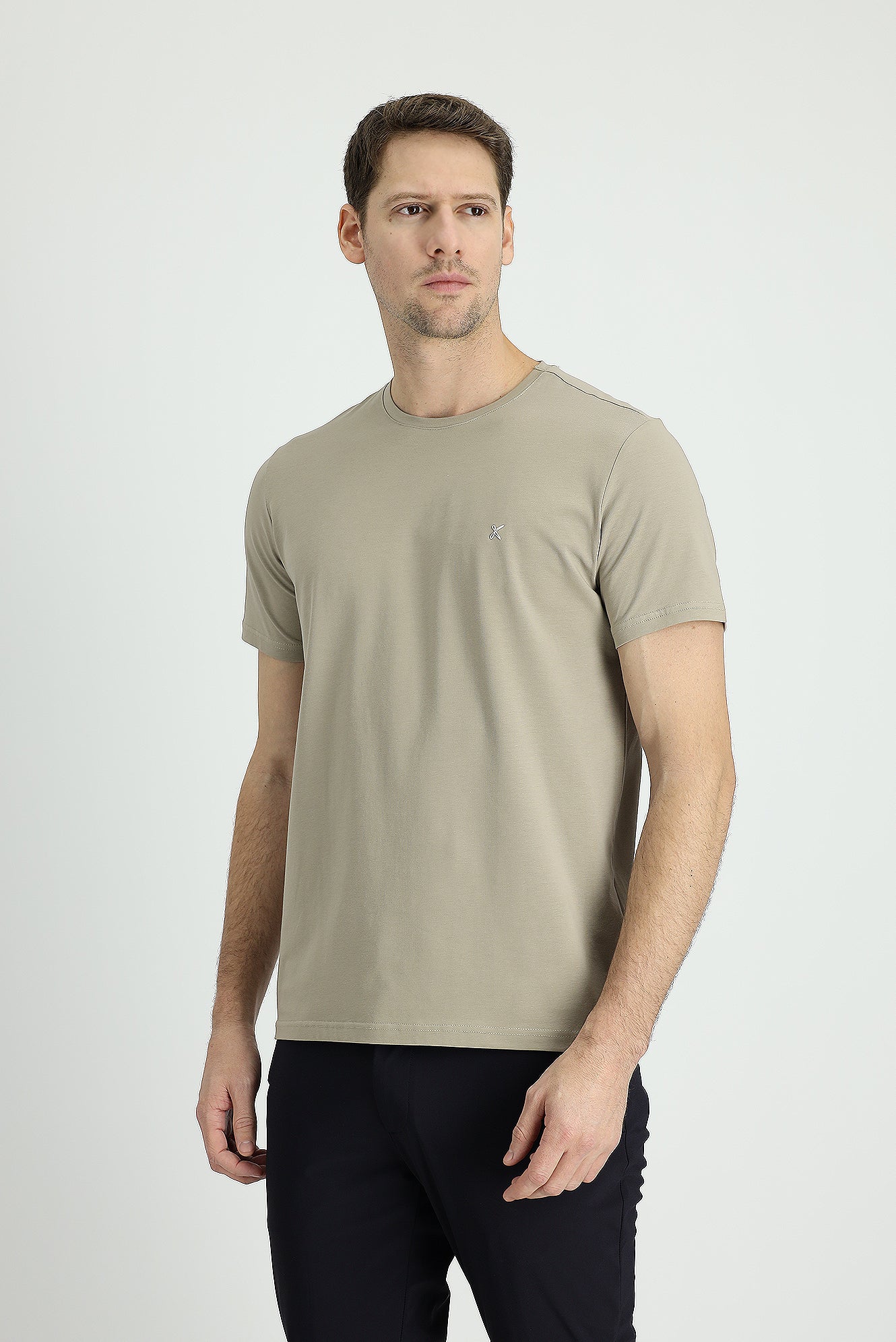 Orta Vizon Bisiklet Yaka Slim Fit Dar Kesim Süprem Tişört - Image 2
