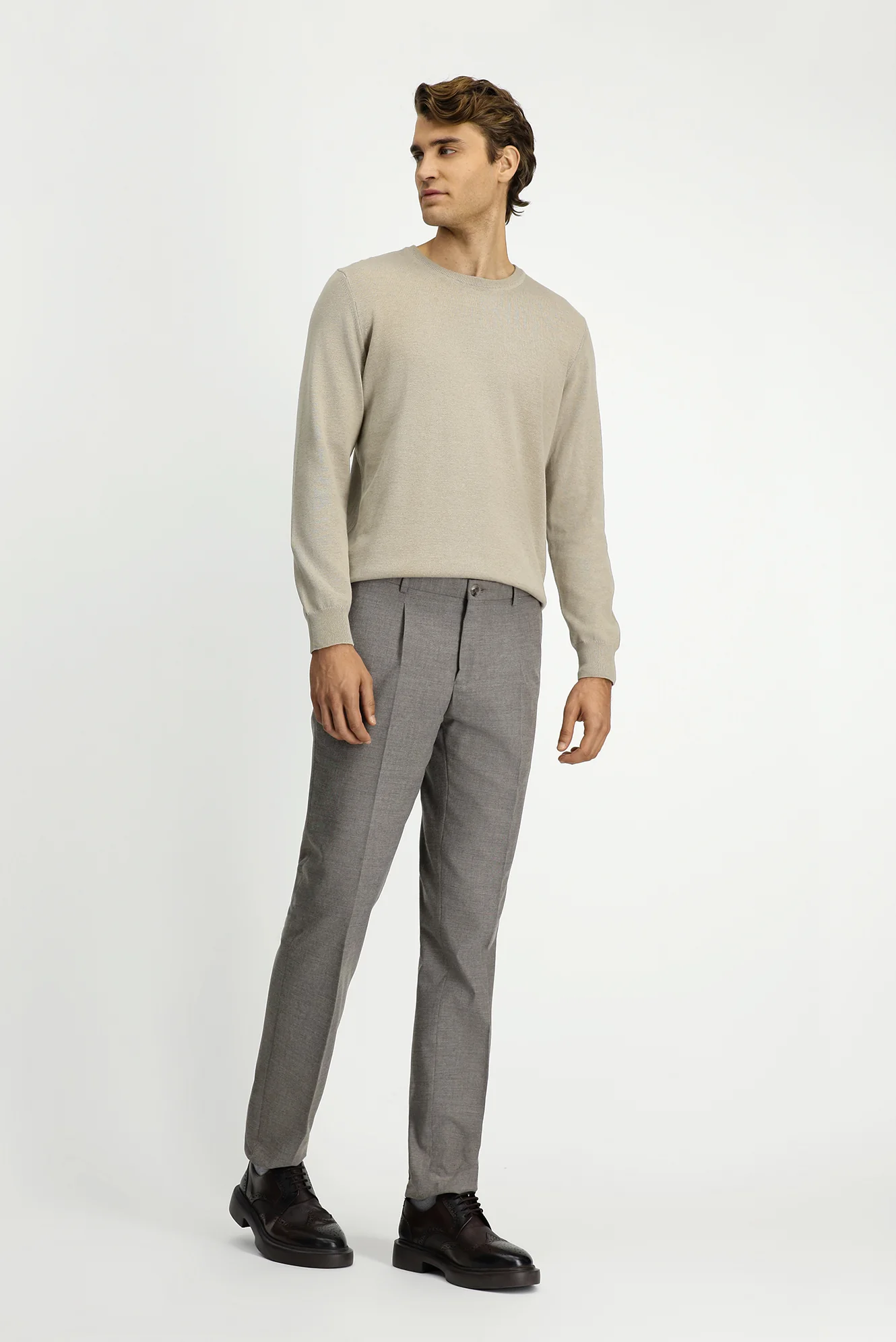 Orta Vizon 6 Drop Regular Fit Standart Kesim Likralı Pileli Klasik Kumaş Pantolon - Image 3