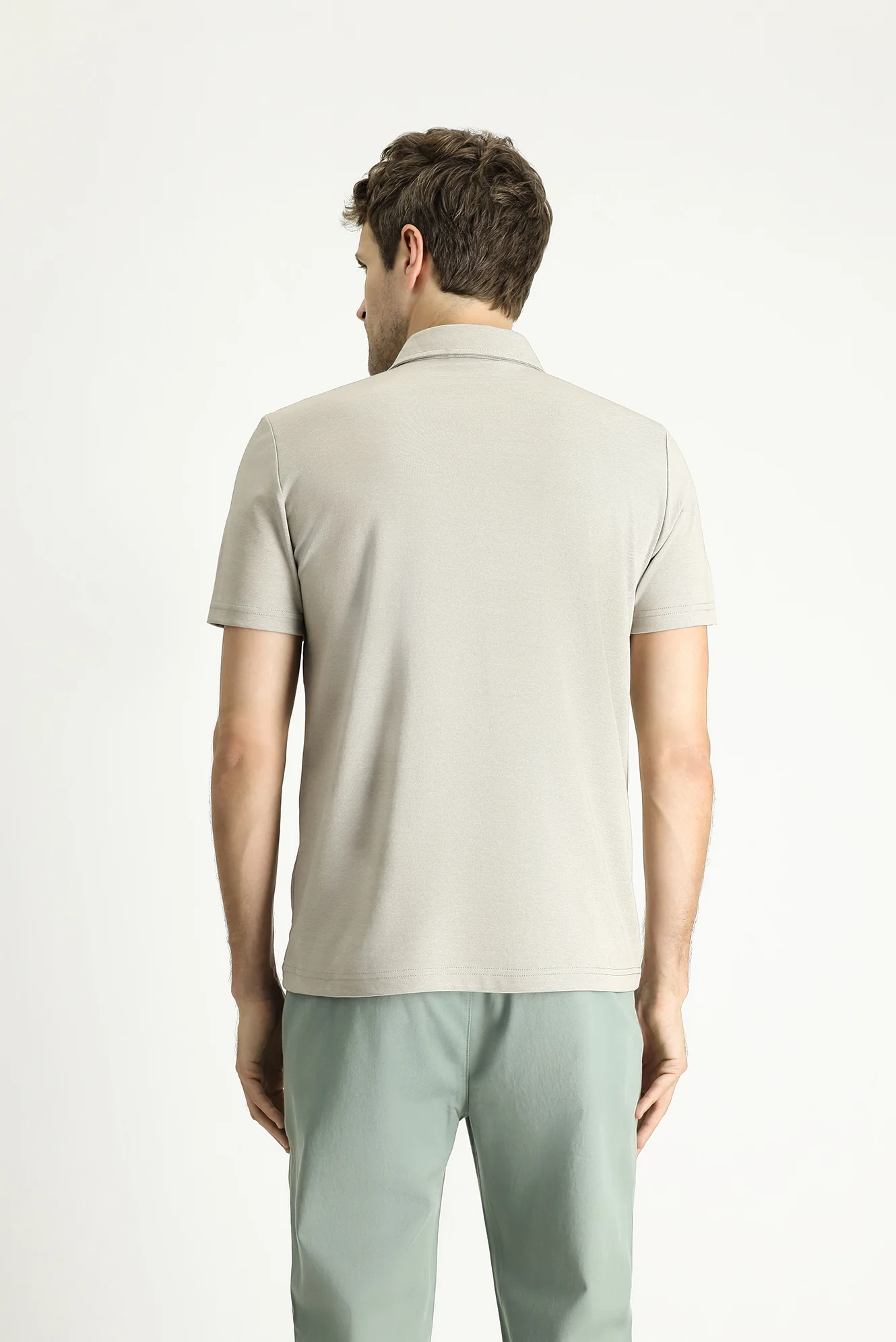 Orta Vizon Polo Yaka Regular Fit Desenli Pamuklu Tişört - Image 3