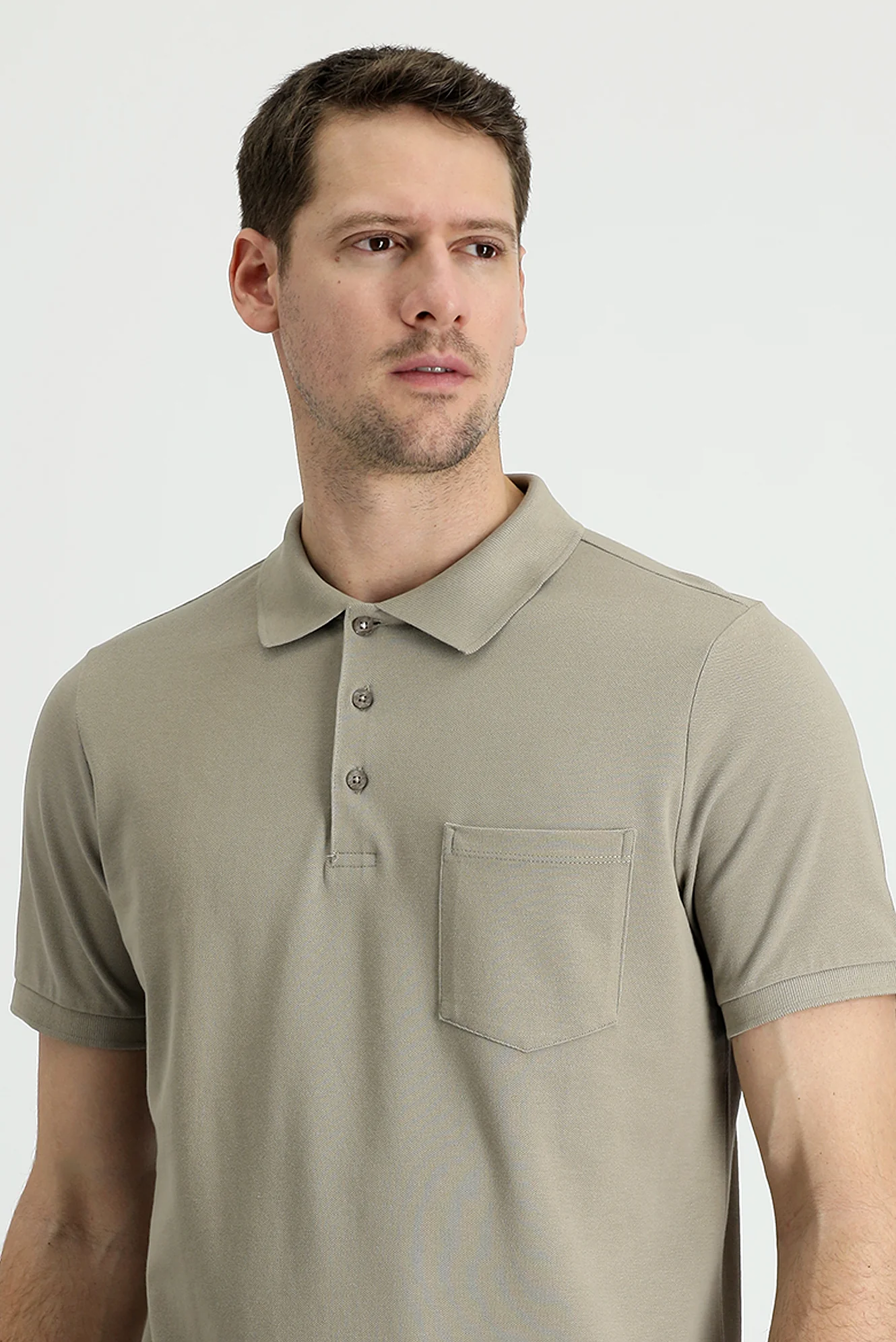 Orta Vizon Polo Yaka Regular Fit Nakışlı Pamuk Tişört