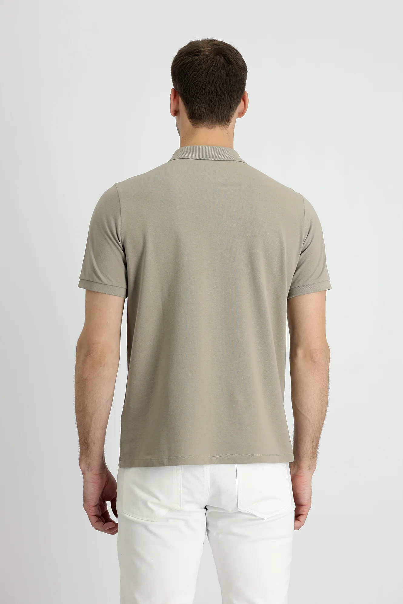 Orta Vizon Polo Yaka Regular Fit Nakışlı Pamuk Tişört - Image 3