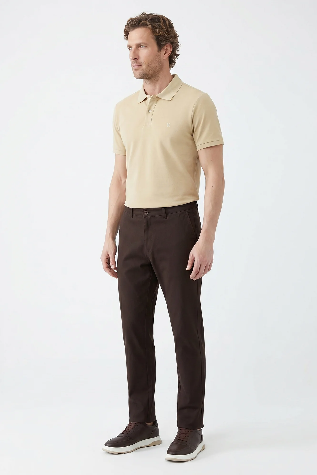 Orta Vizon Polo Yaka Slim Fit Nakışlı %100 Pamuk Tişört - Image 3