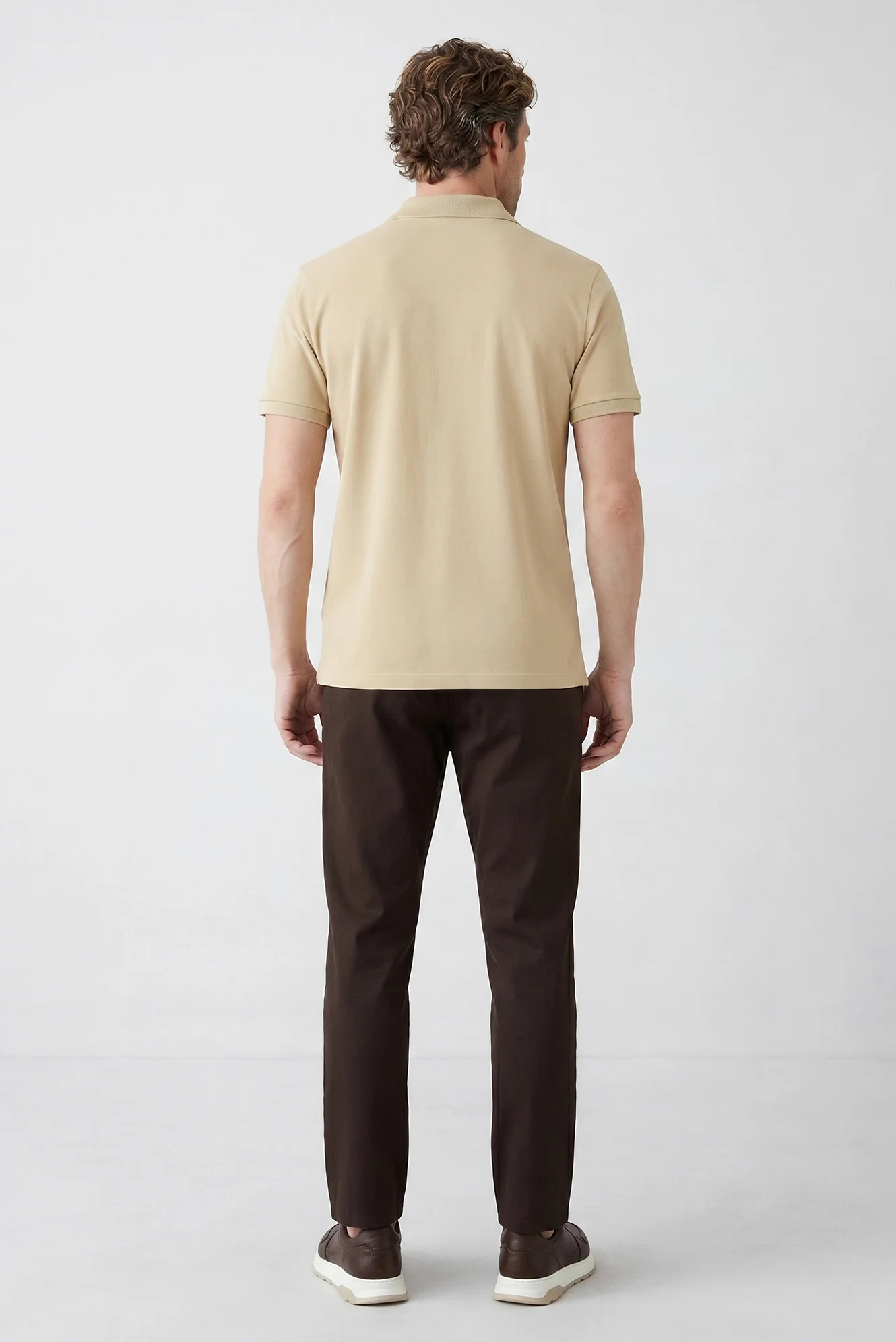 Orta Vizon Polo Yaka Slim Fit Nakışlı %100 Pamuk Tişört - Image 4