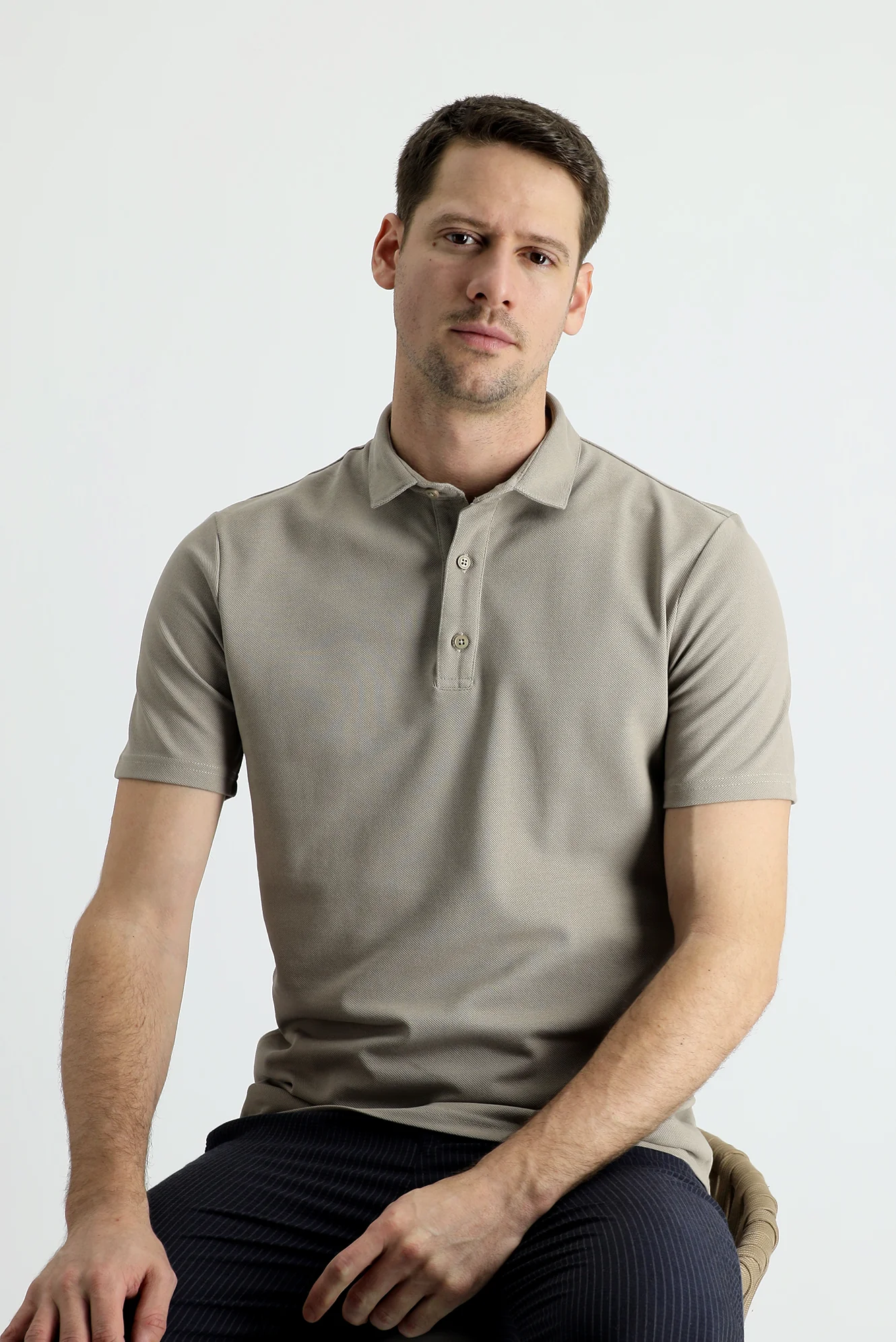 Orta Vizon Polo Yaka Slim Fit Dar Kesim Pamuk Tişört