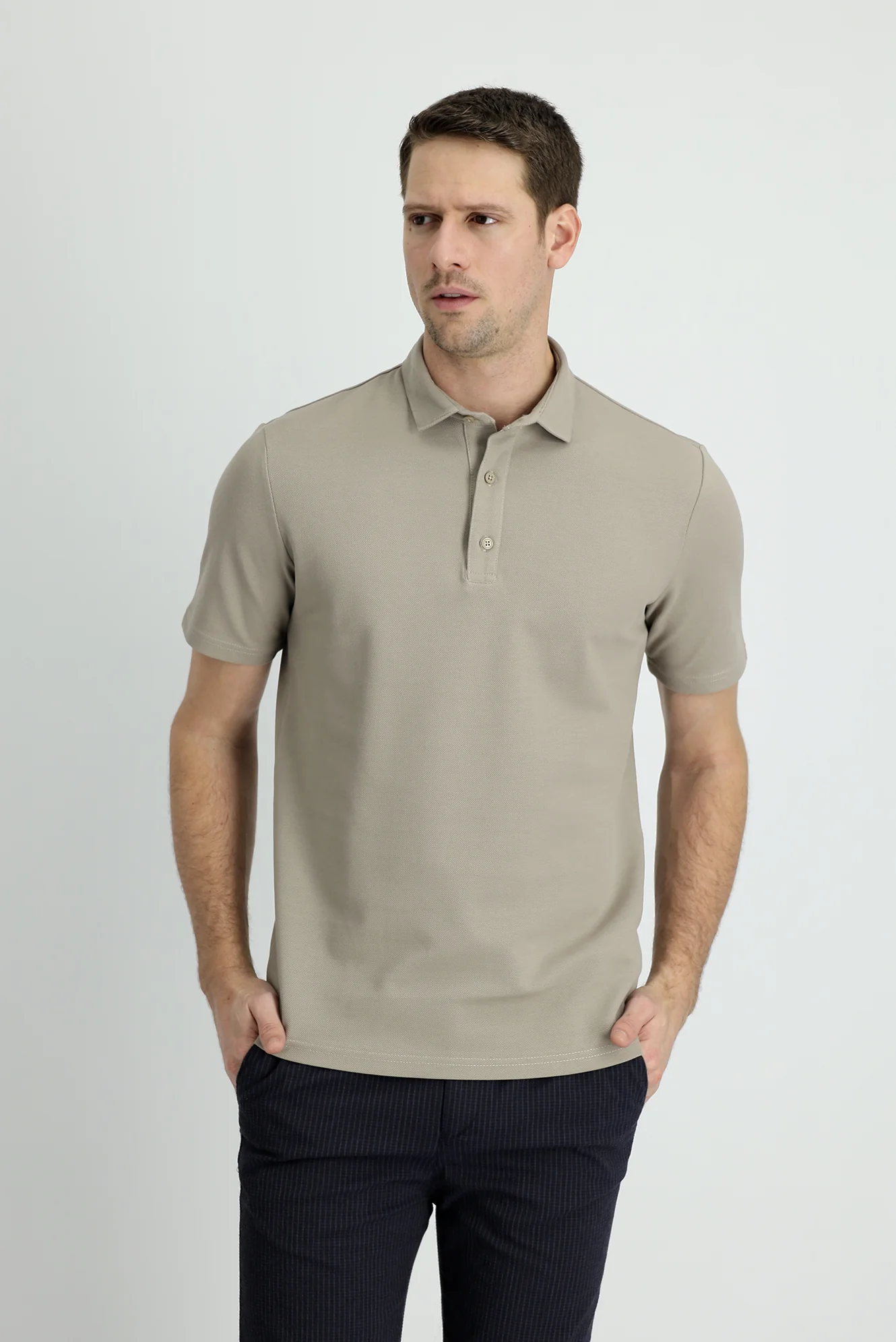 Orta Vizon Polo Yaka Slim Fit Dar Kesim Pamuk Tişört - Image 2