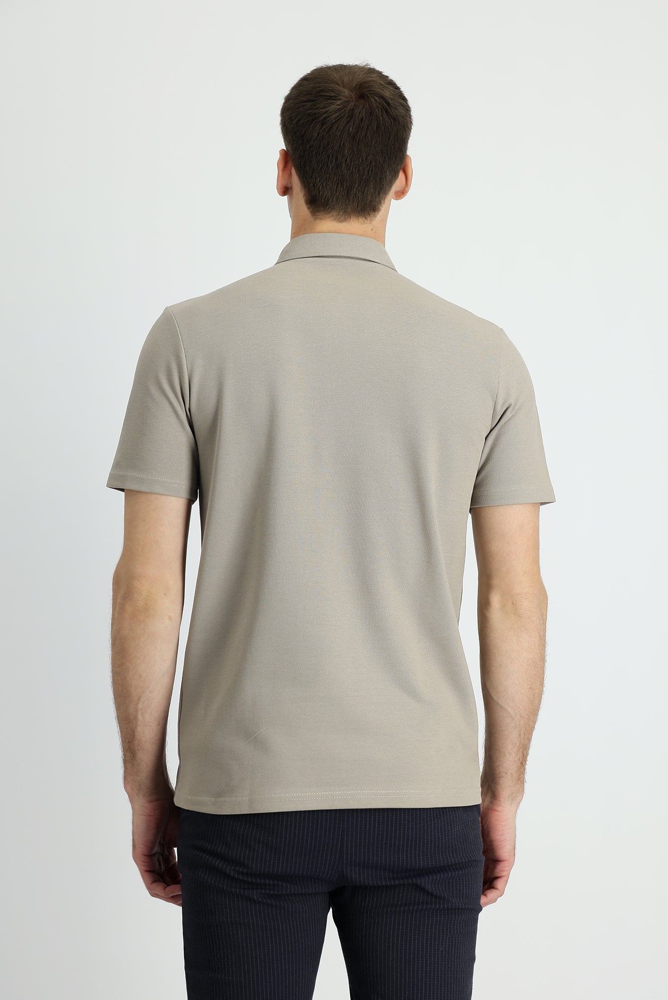 Orta Vizon Polo Yaka Slim Fit Dar Kesim Pamuk Tişört - Image 3