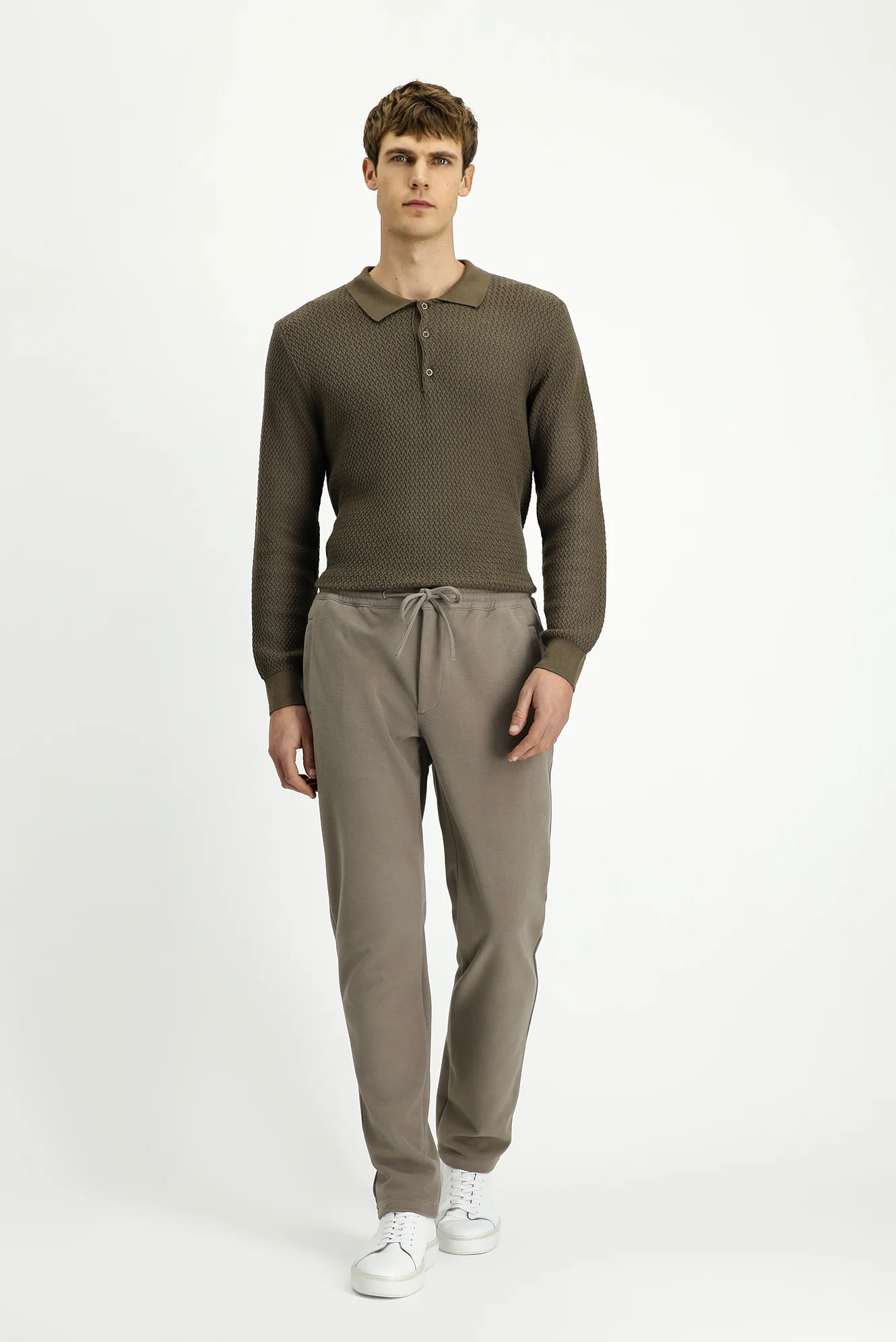 Orta Vizon Regular Fit Standart Kesim Beli Lastikli İpli Örme Jogger Pantolon