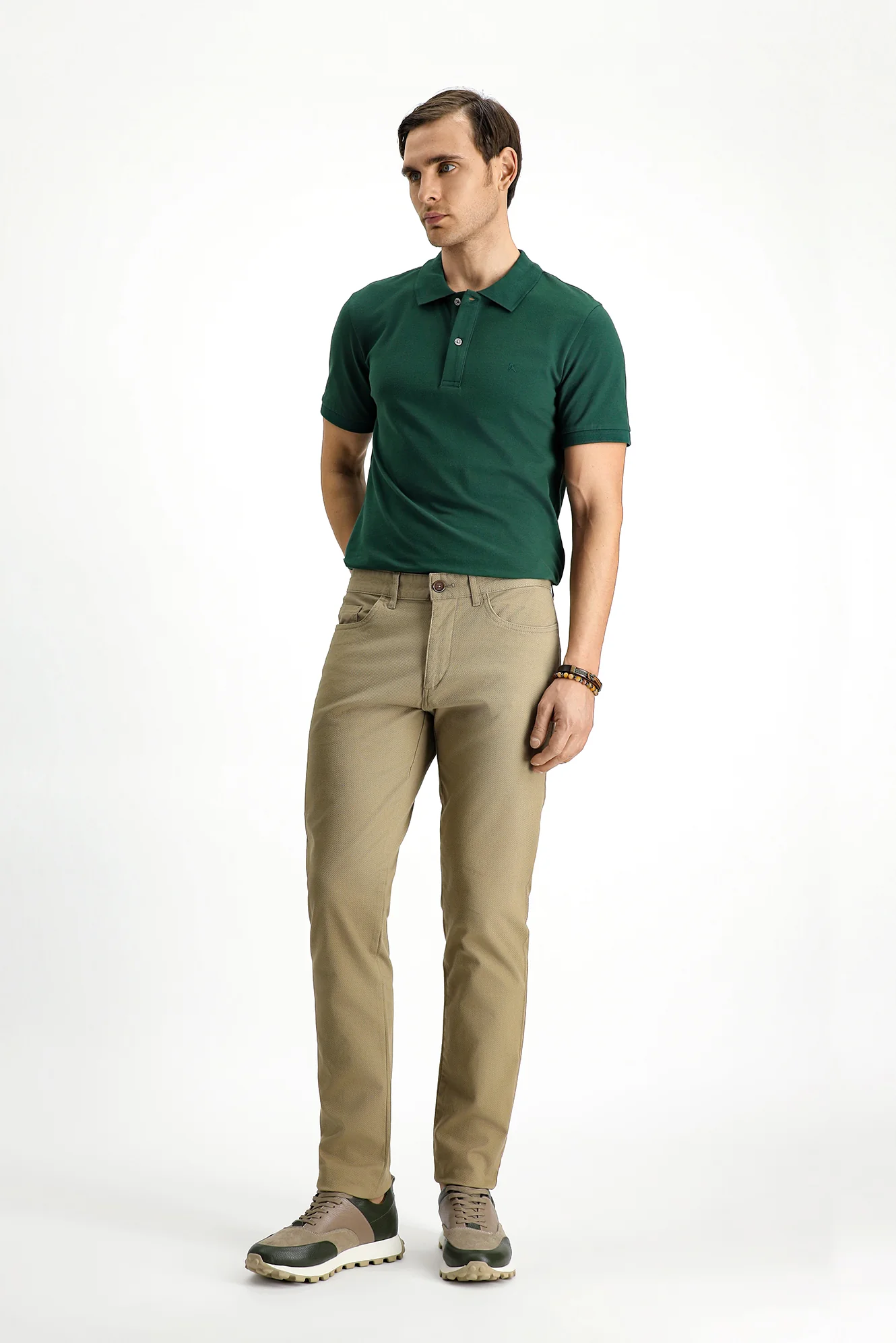 Orta Vizon Regular Fit Standart Kesim Likralı Desenli Kanvas / Chino Pantolon - Image 2
