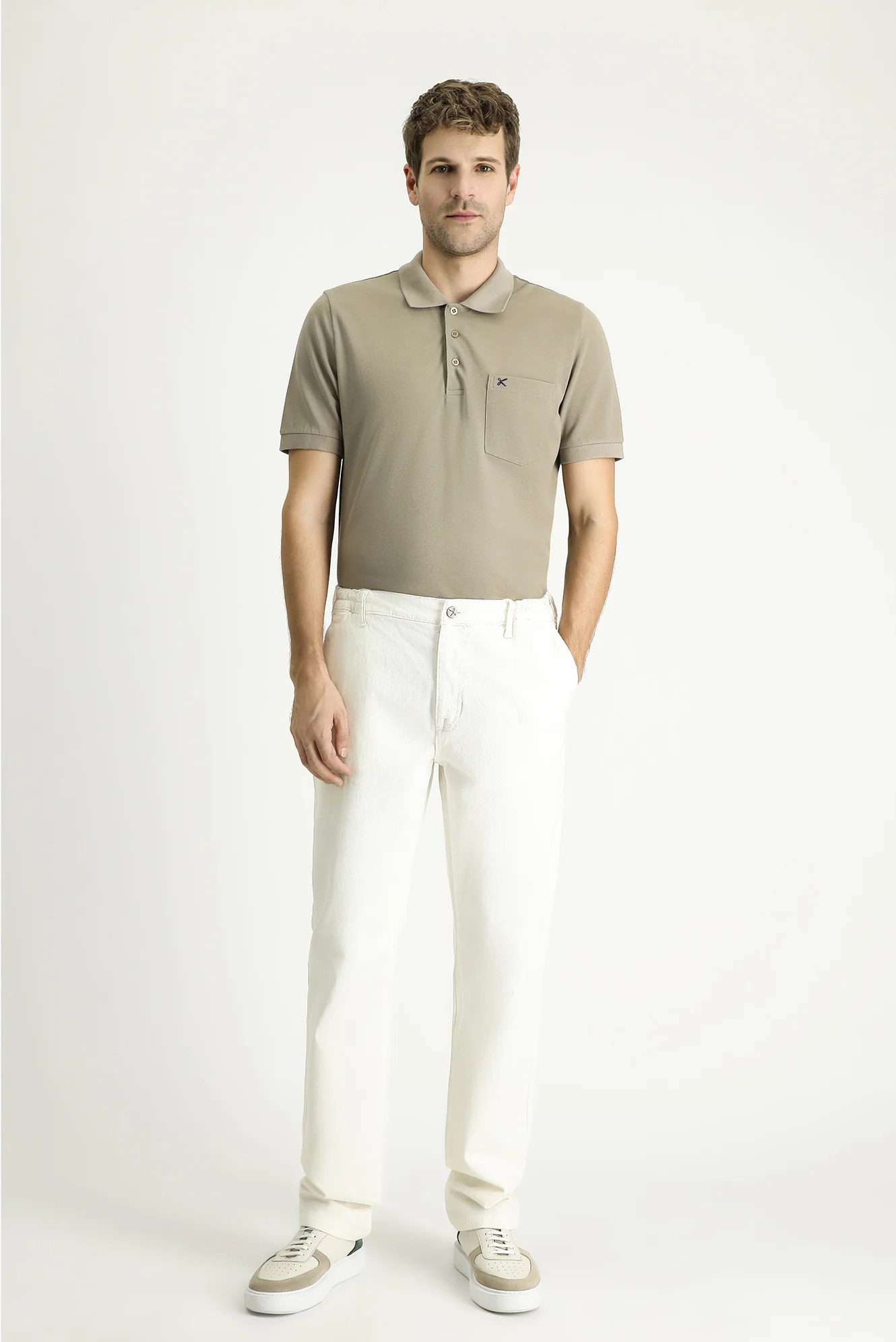 Orta Vizon Regular Fit Nakışlı Pamuk Polo Yaka Tişört - Image 2