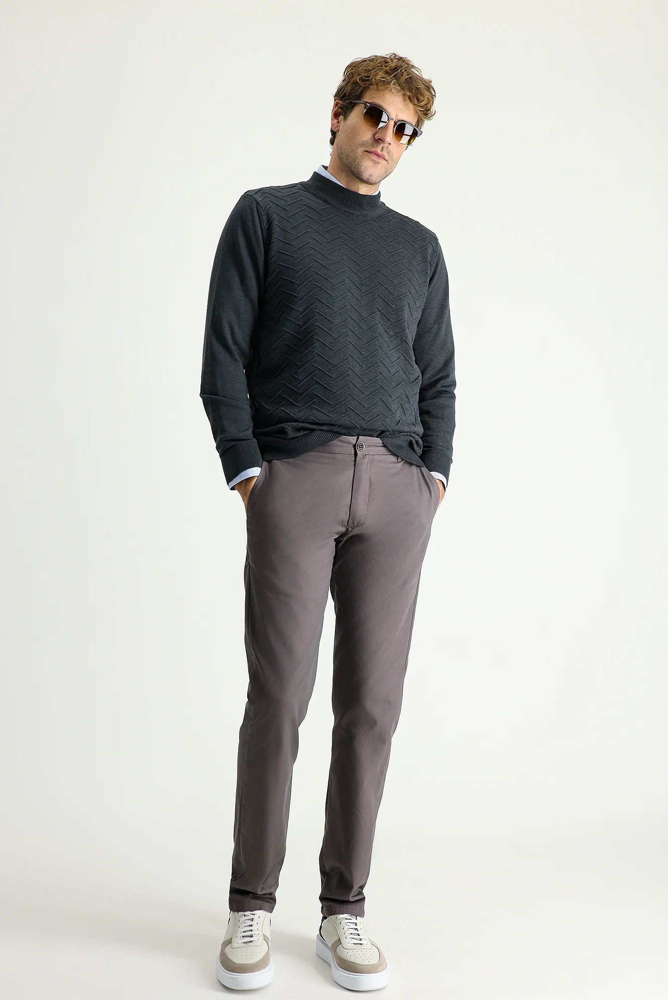 Orta Vizon Regular Fit Standart Kesim Pamuk Kanvas / Chino Pantolon - Image 2