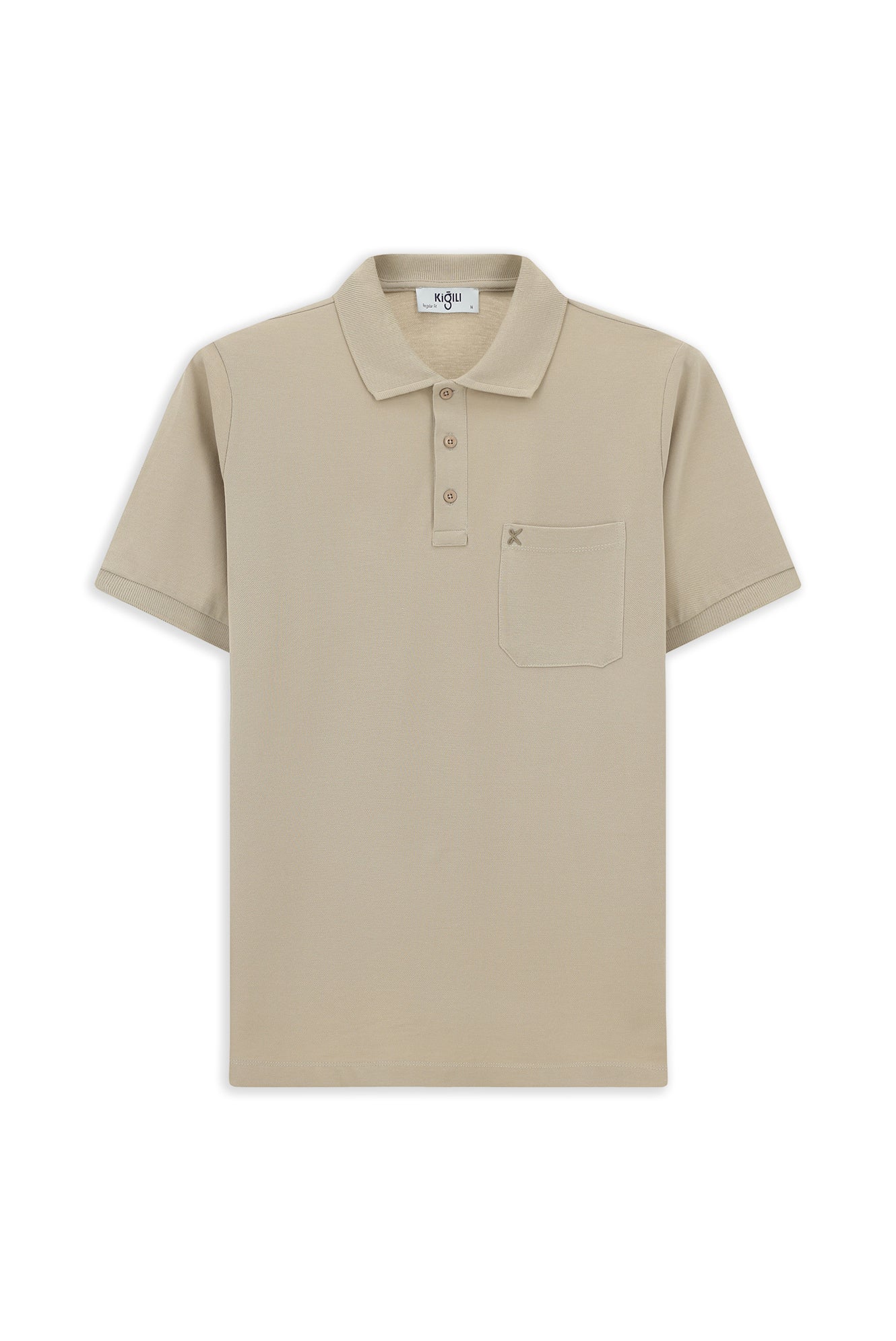 Orta Vizon Regular Fit Pamuk Nakışlı Cepli Kıvrılmaz Polo Yaka Tişört - Image 7