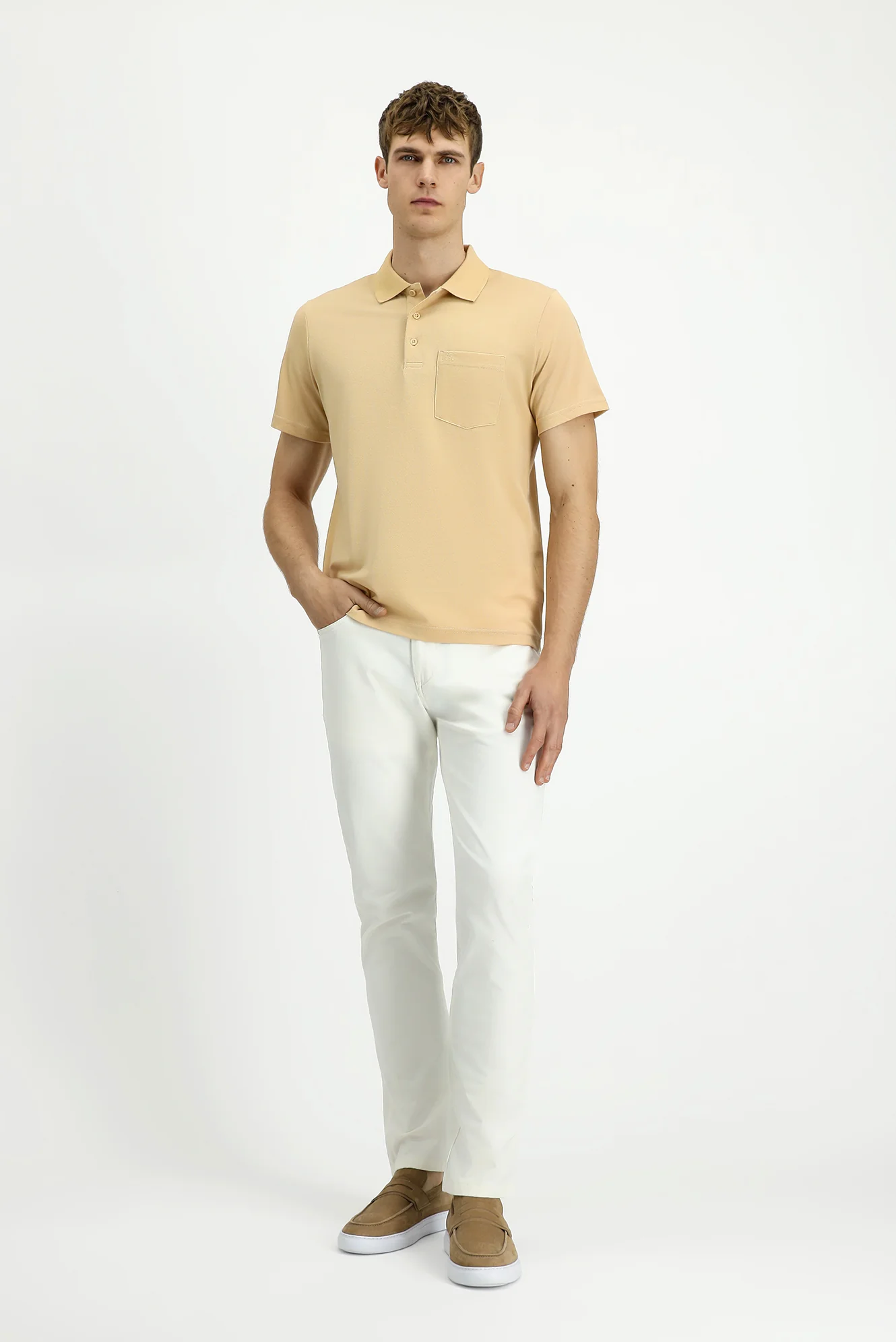 Orta Vizon Regular Fit Pamuklu Nakışlı Cepli Polo Yaka Tişört - Image 2