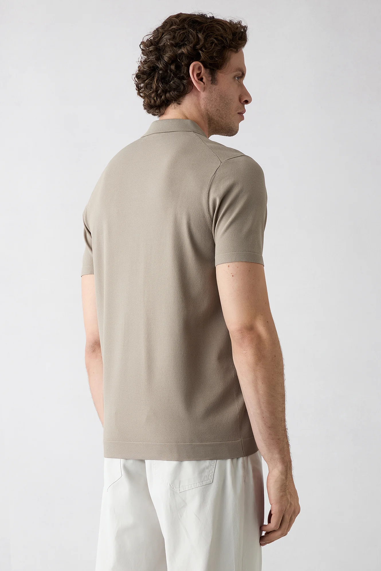Orta Vizon Regular Fit Düğmeli Polo Yaka Örme Tişört - Image 6
