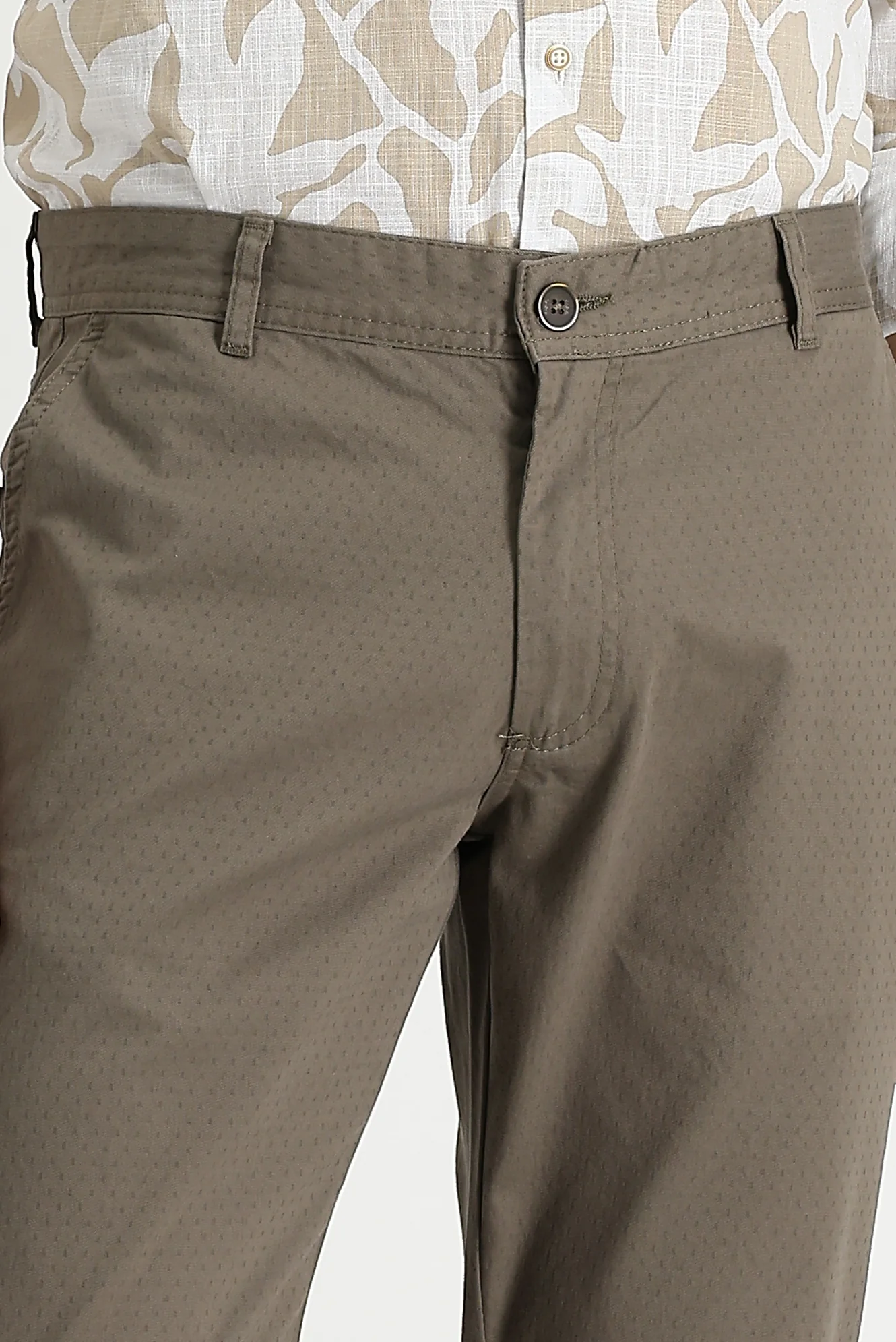 Orta Vizon Relaxed Fit Rahat Kesim Desenli Likralı Kanvas / Chino Pantolon - Image 2