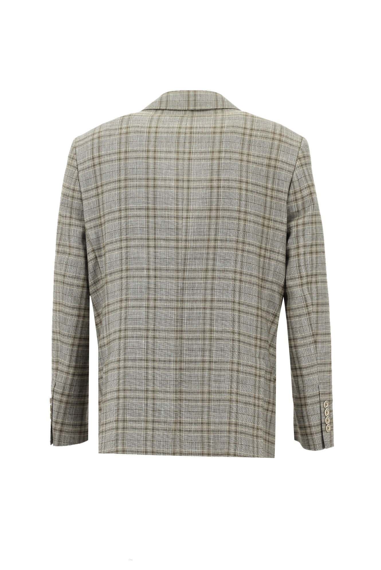 Orta Vizon 4 Drop Relaxed Fit Rahat Kesim Ekose Keten Ceket - Image 2