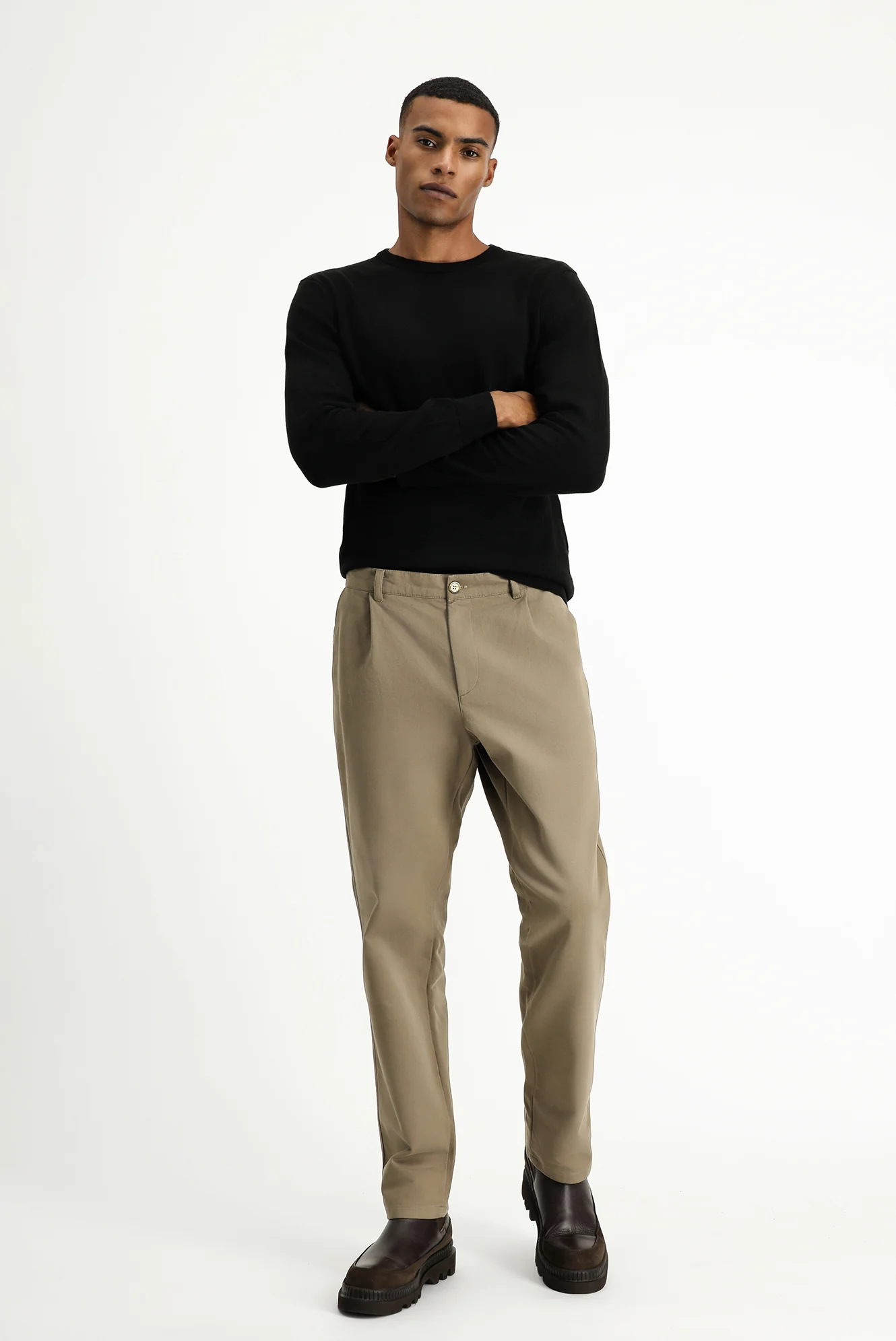 Orta Vizon Relaxed Fit Rahat Kesim Likralı Pileli Kanvas / Chino Pantolon